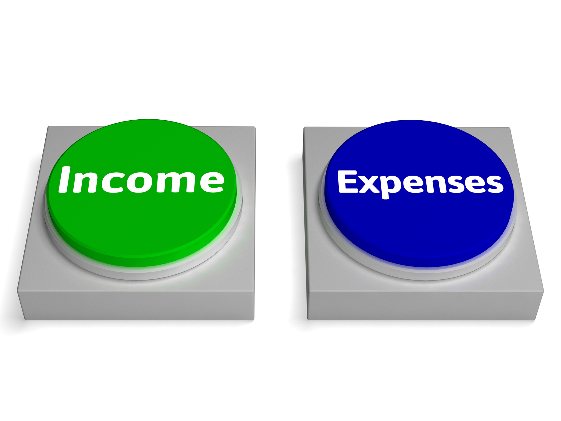 Income expenses buttons shows profit and accounting photo
