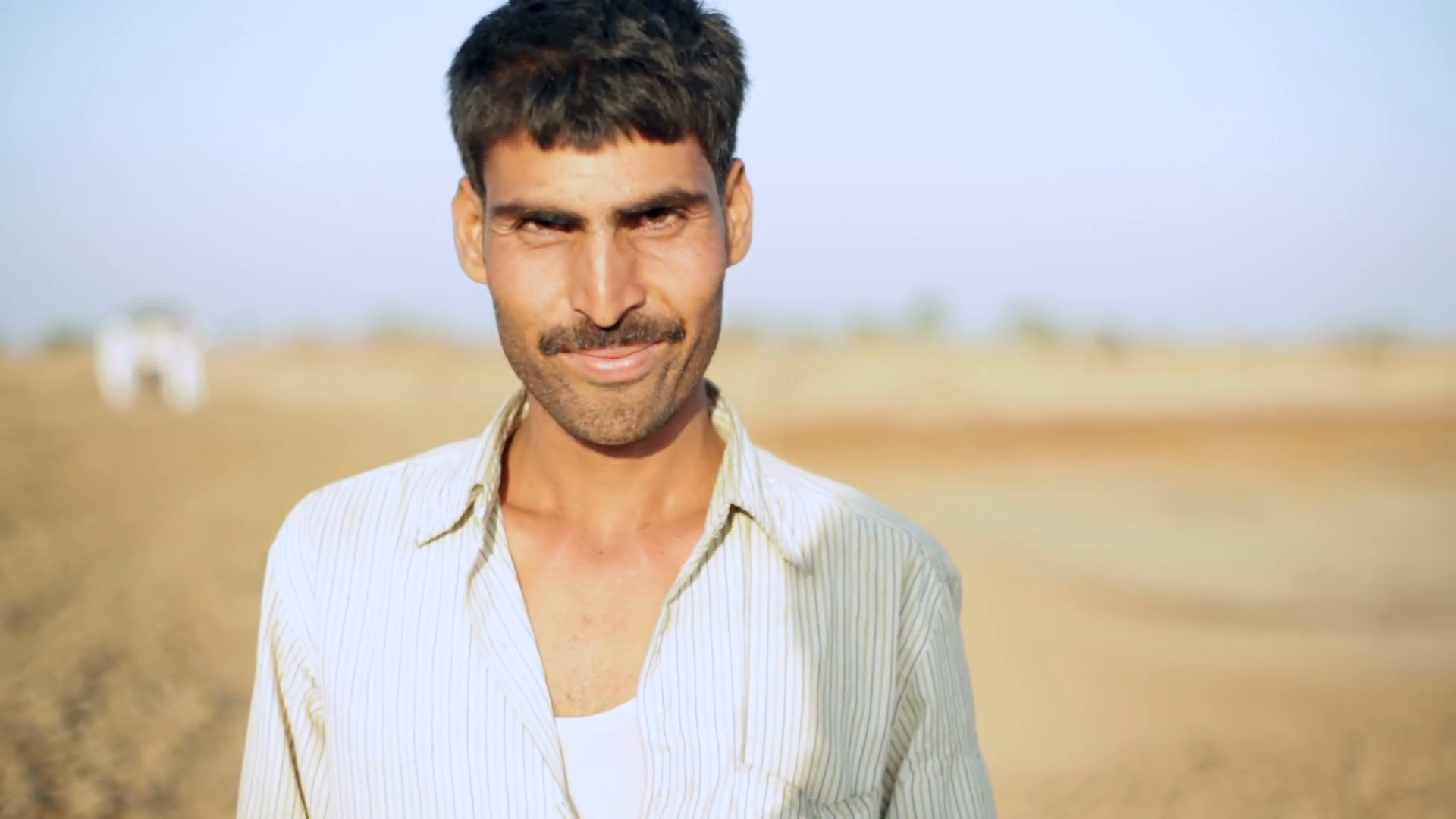 Indian village man smile and happy, medium shot, shallow DOF Stock ...