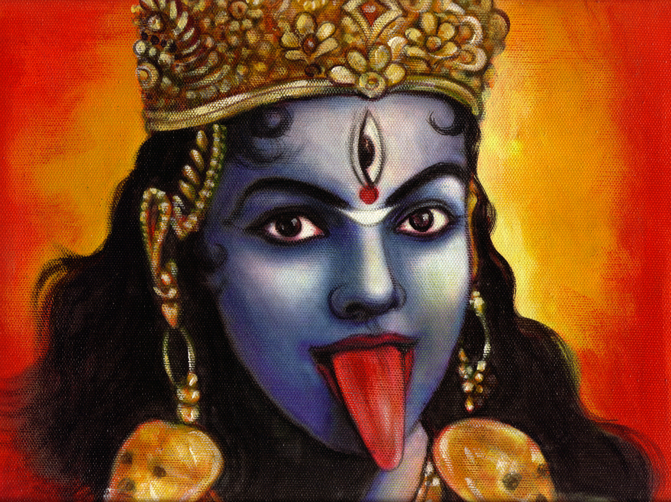 Maa Kali Hindu Goddess Handmade Painting Divine Mother Indian ...