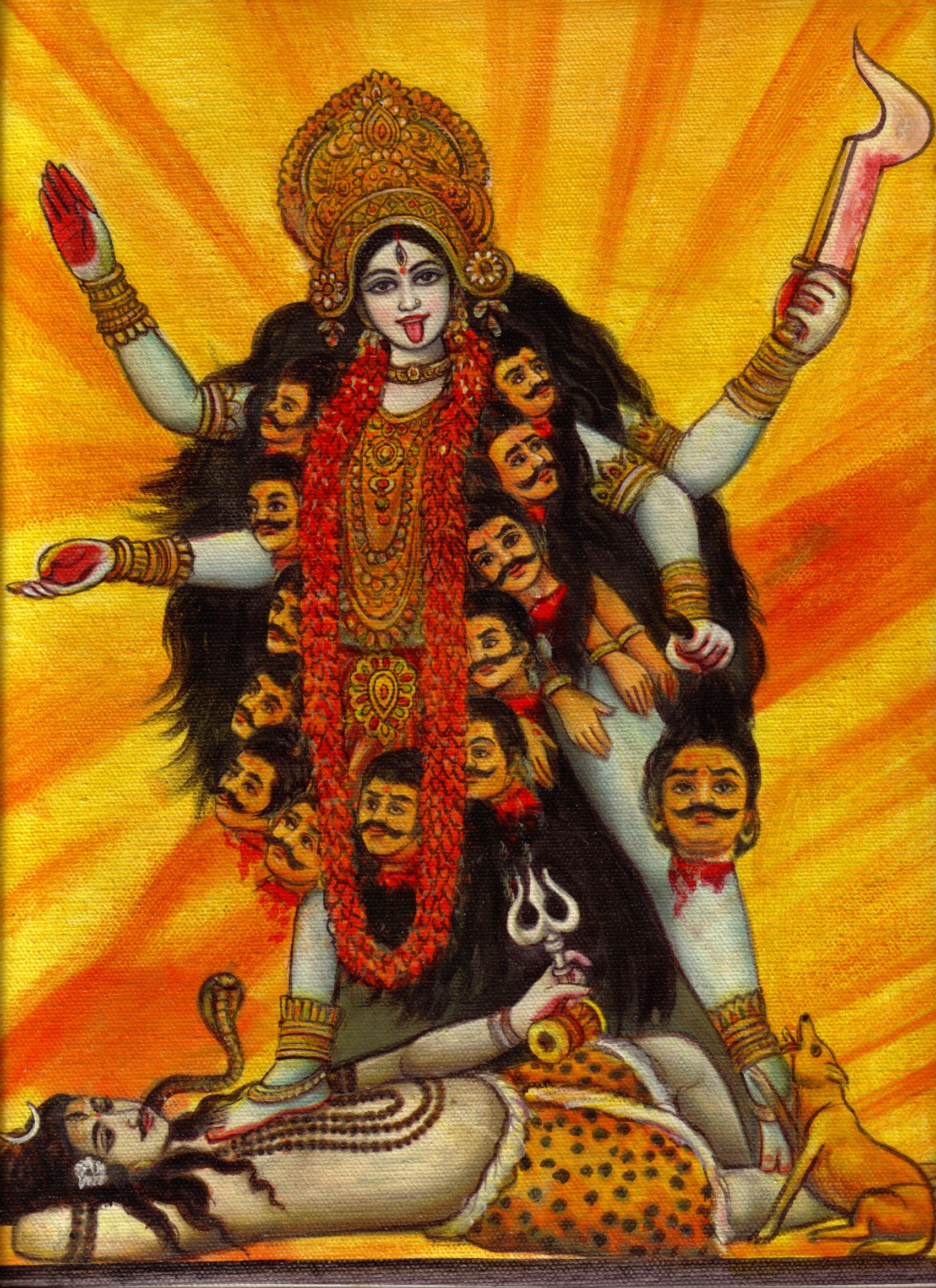 Kali Hindu Goddess Handmade Painting Divine Mother India Religion ...