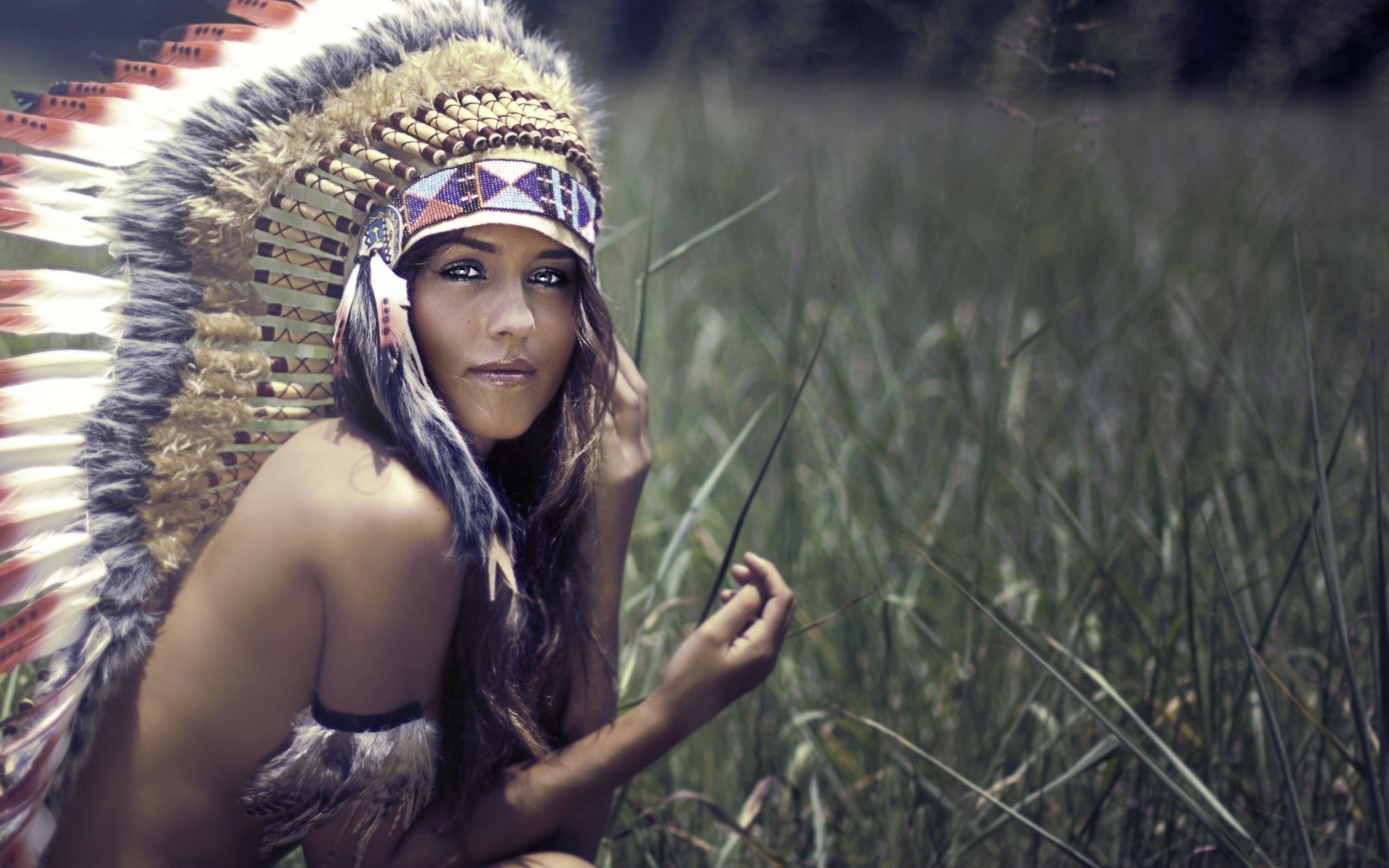 14619-Native_Americans-brunette-headdress-women-strategic_covering ...
