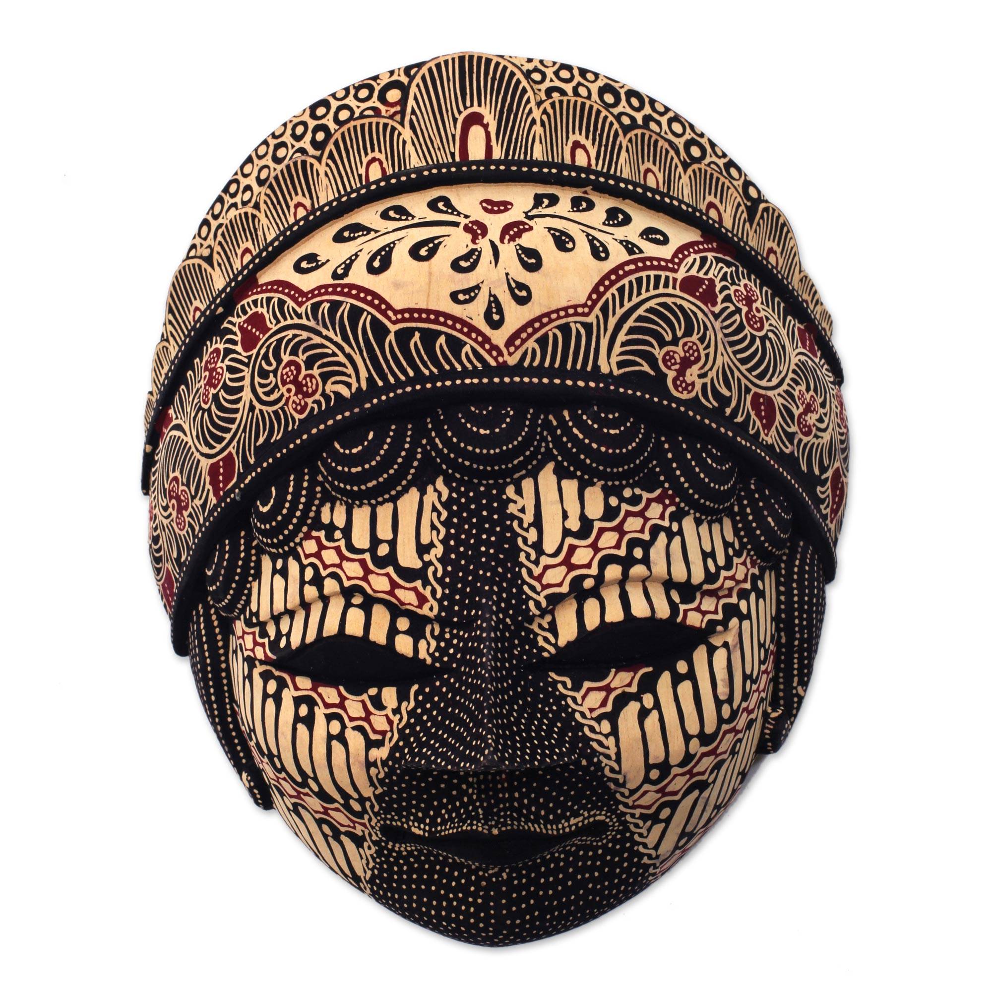 Batik Wood Mask Handmade Indonesian Art - Raden Ajeng | NOVICA