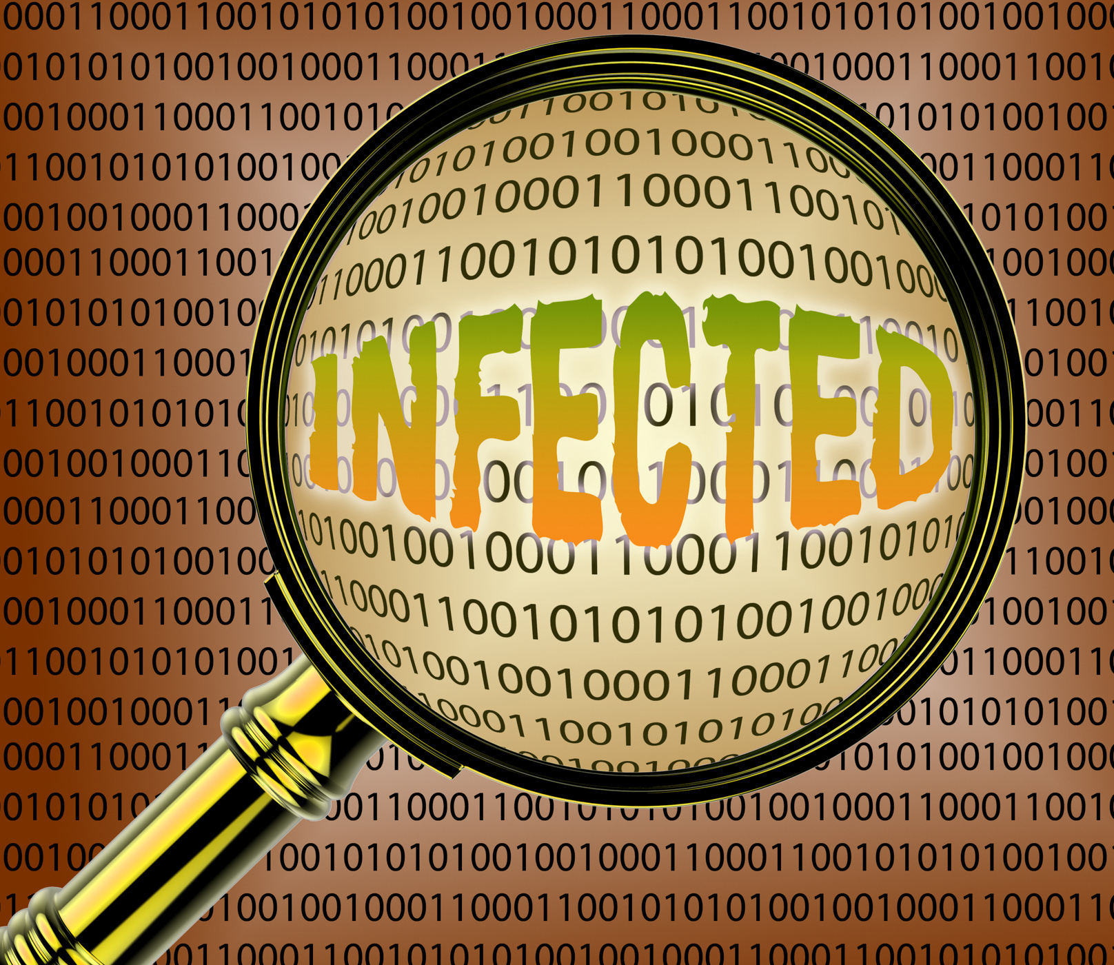 Infected data means magnify computers and files photo