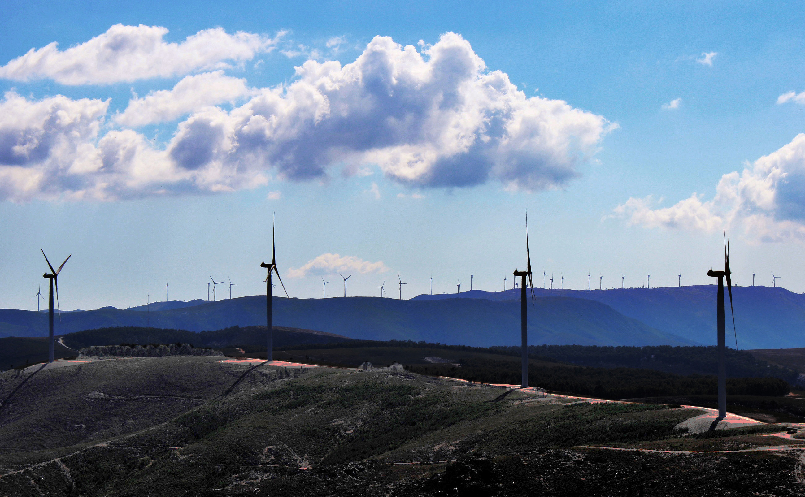 Inland wind farm in central portugal photo