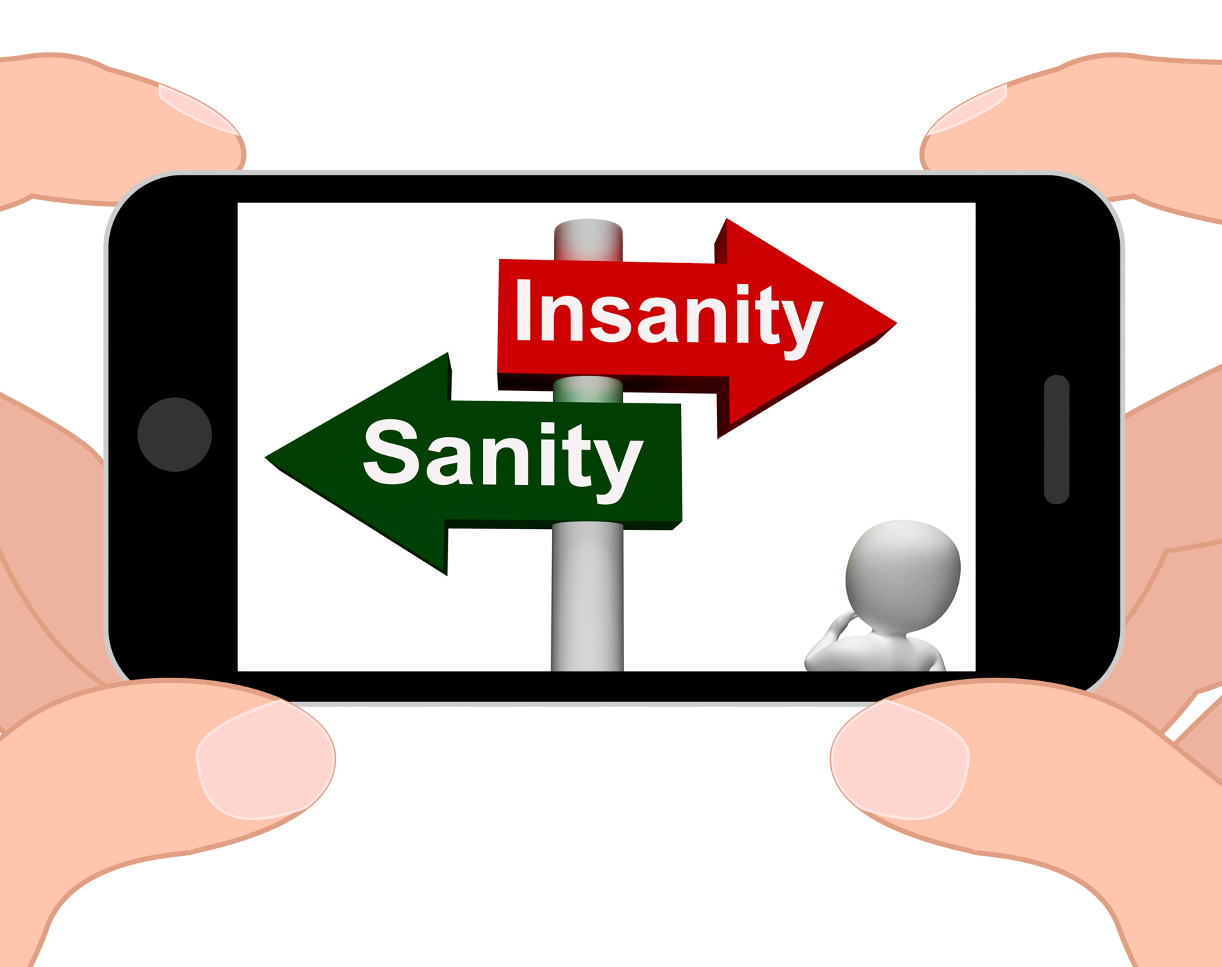 Insanity Sanity Signpost Displays Sane Or Insane, 3d, Phone, Web, Therapy, HQ Photo