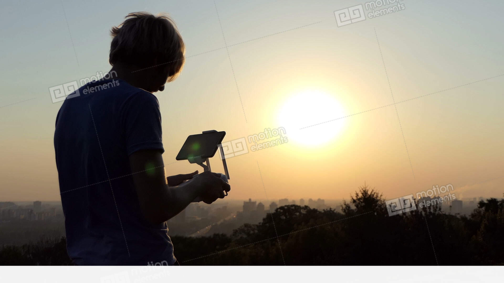 Inspired Man Controls A Brand New Drone At Sunset In Slo-mo Stock ...