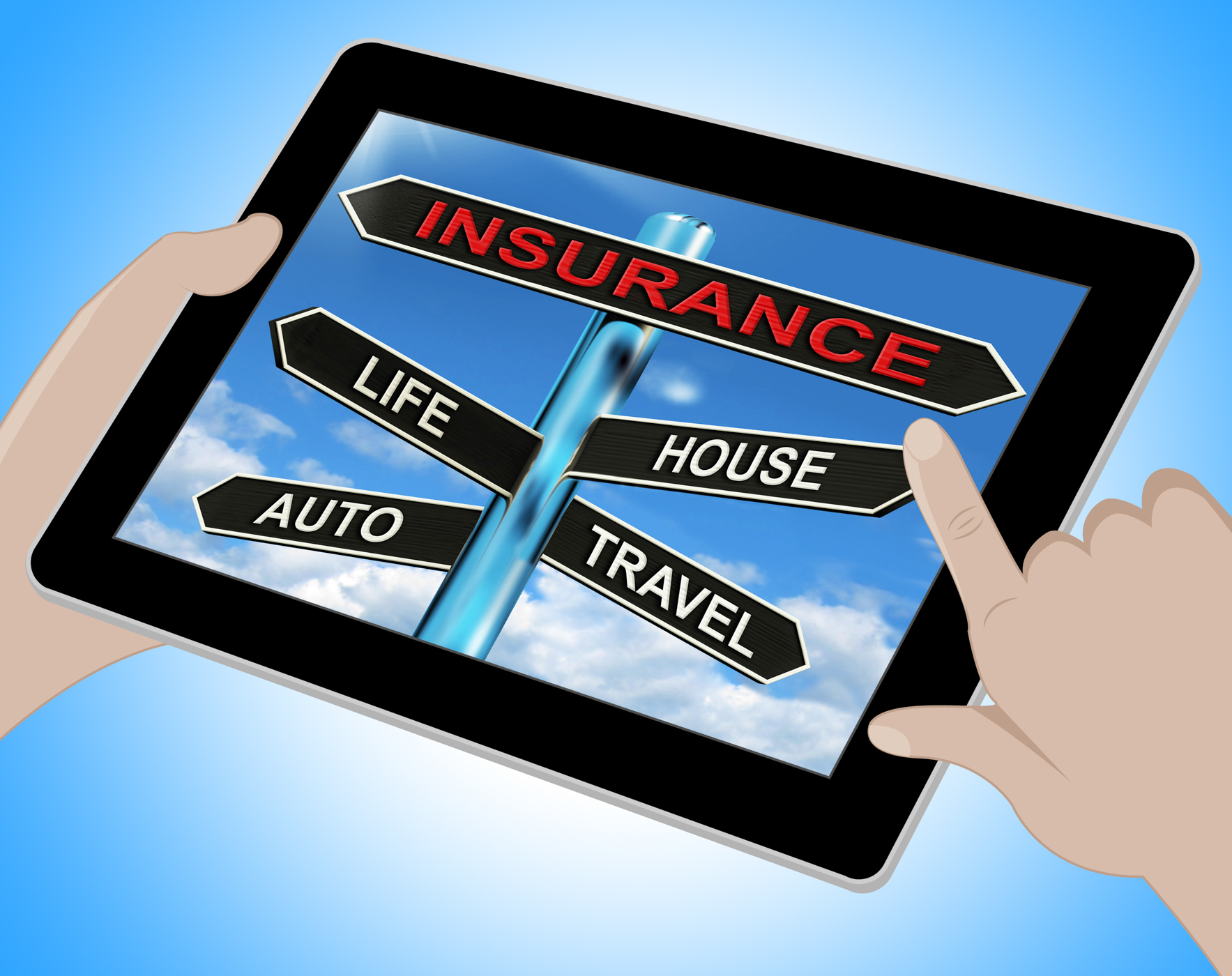 Insurance tablet means life house auto and travel photo