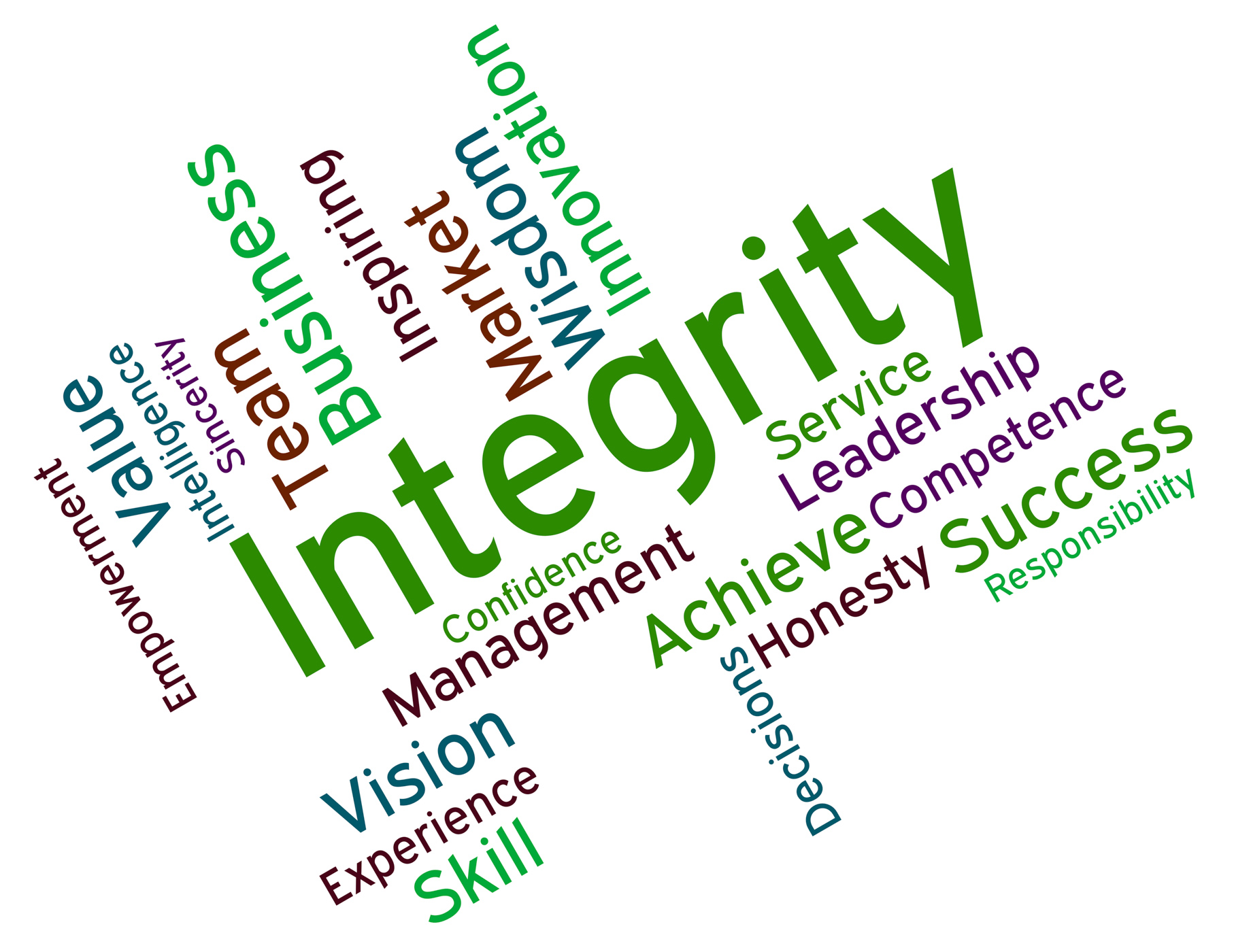 Integrity words shows virtue text and honesty photo