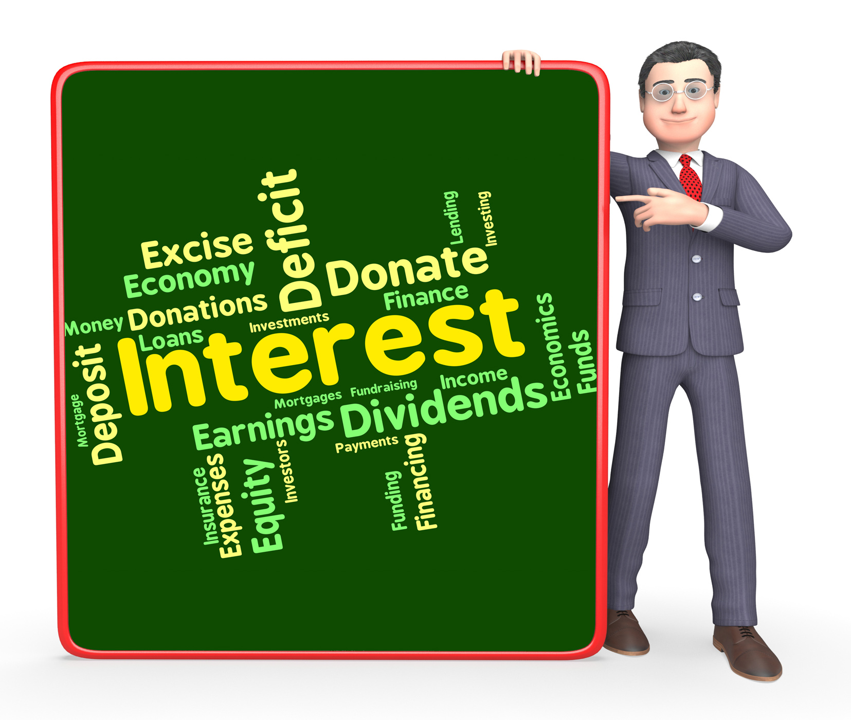 Interest word means words yield and dividend photo