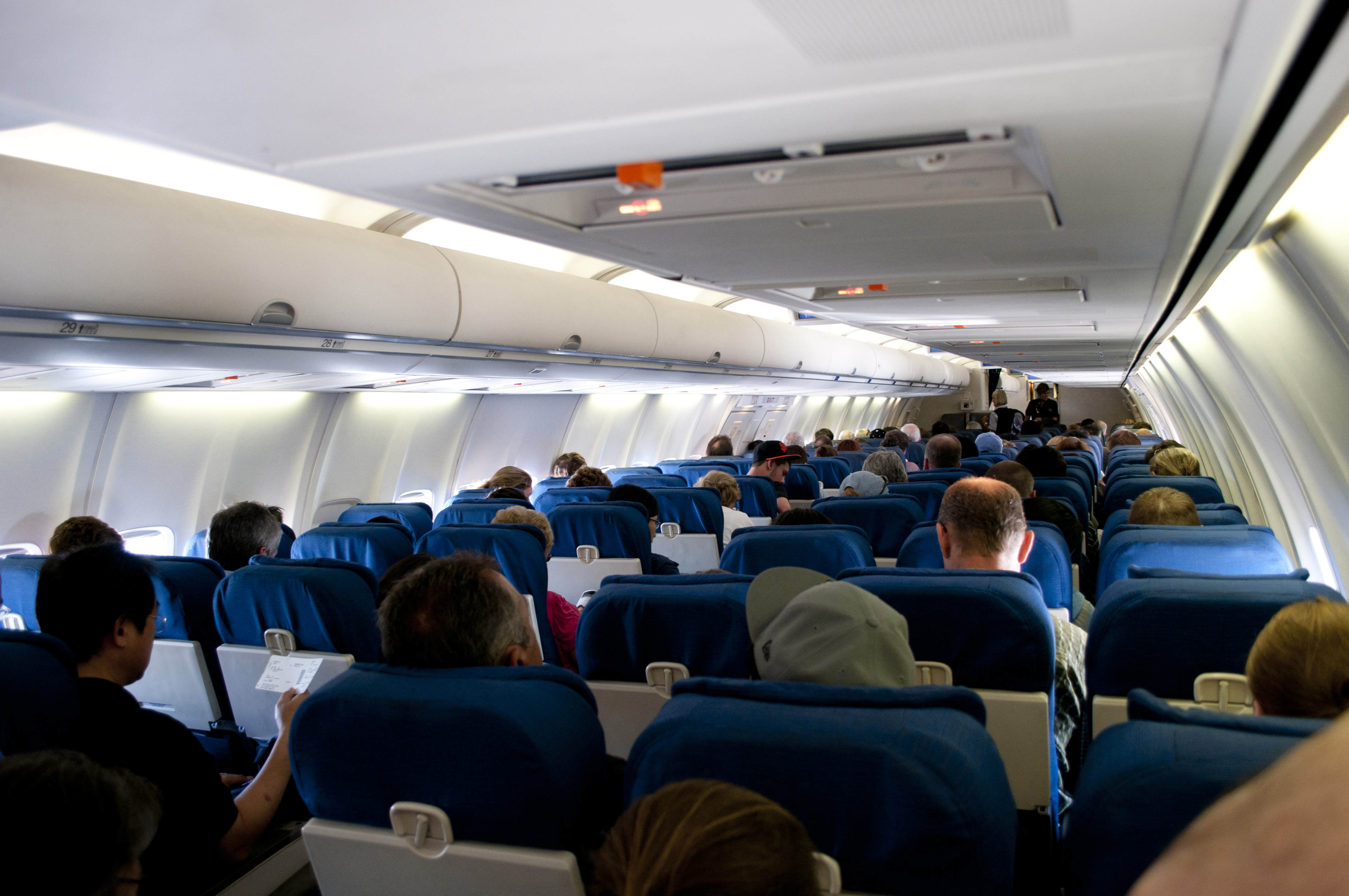 Interior of commercial airliner photo