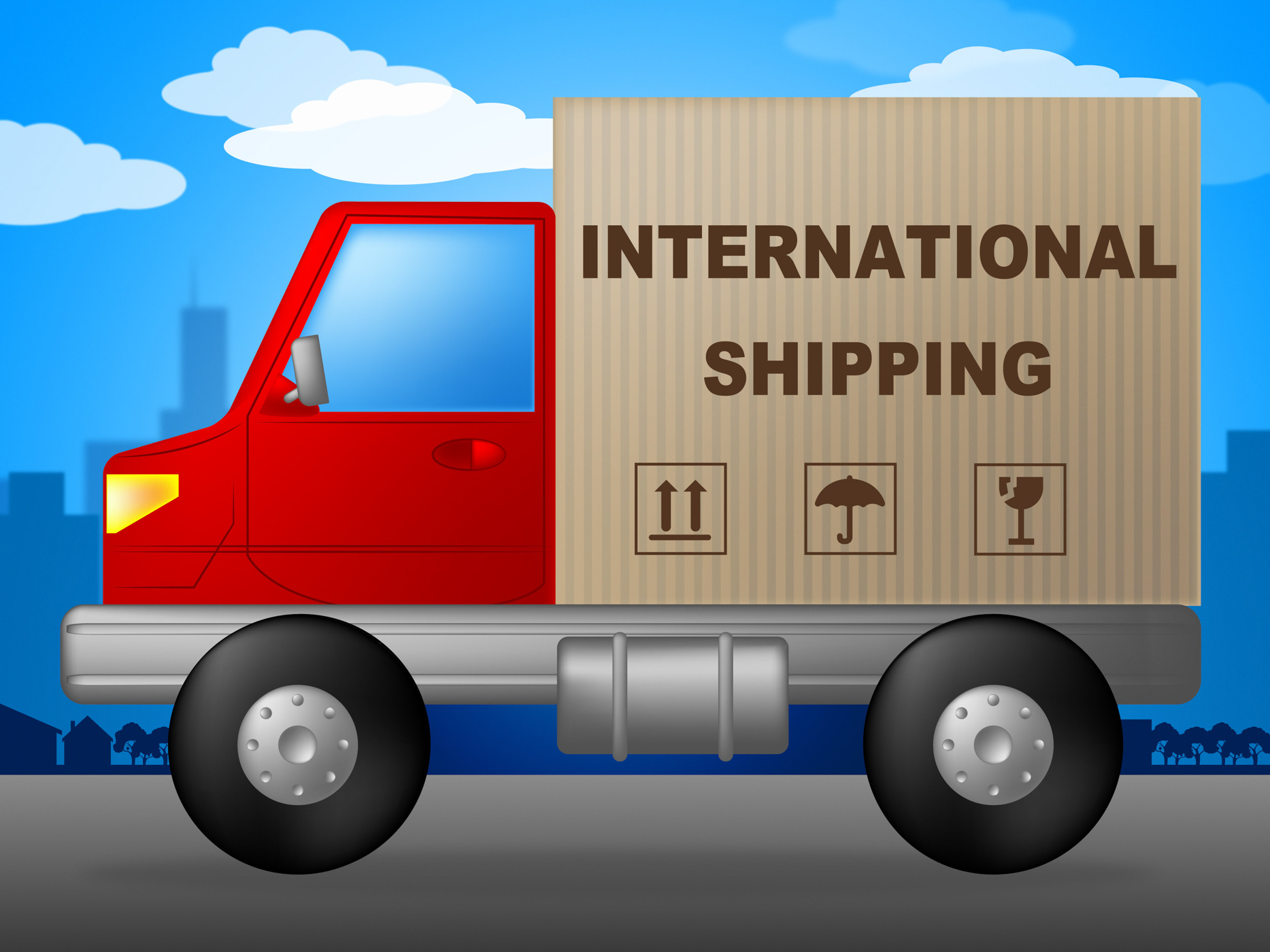International shipping indicates across the globe and countries photo