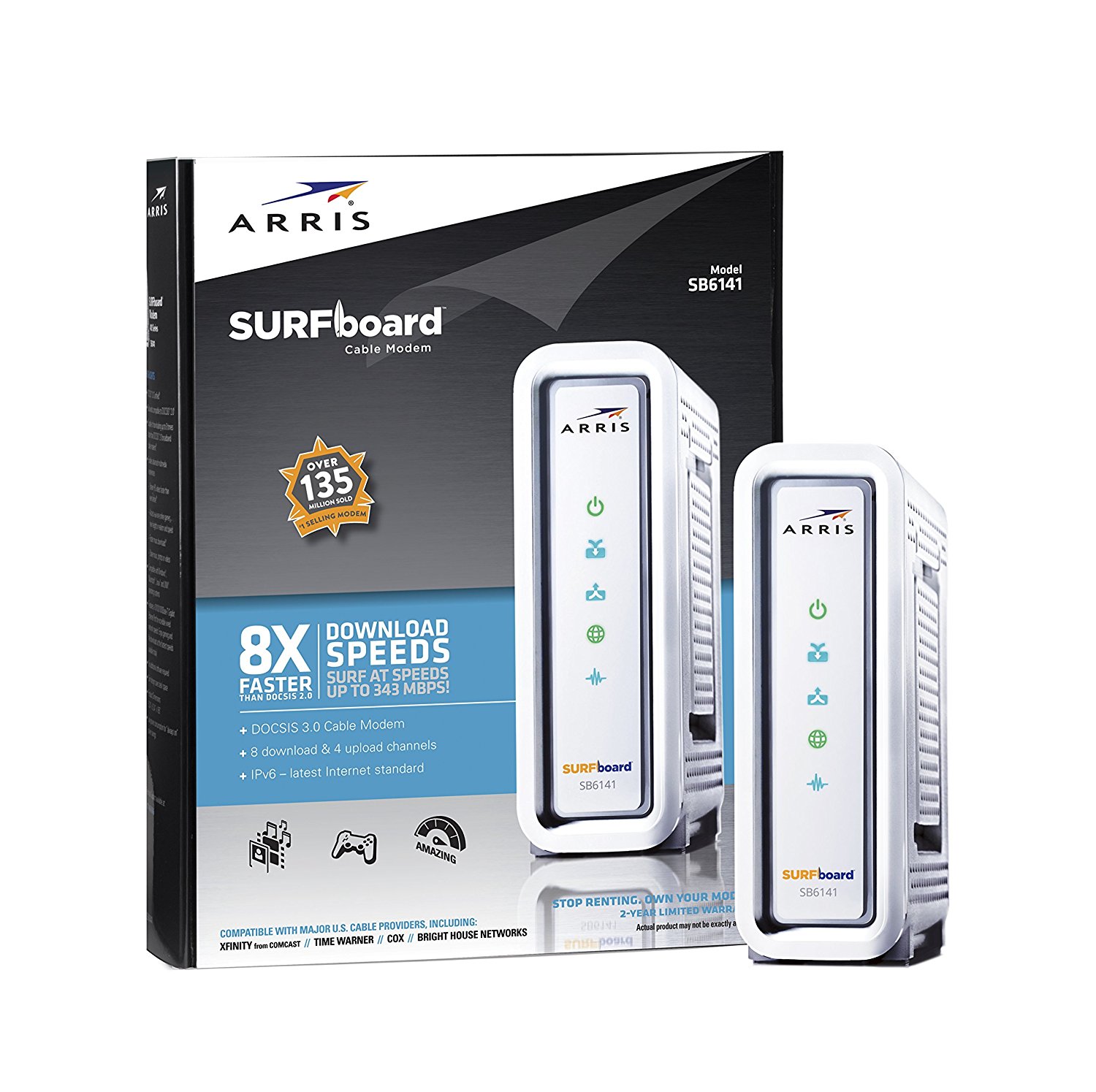 Amazon.com: ARRIS SURFboard SB6141 8x4 DOCSIS 3.0 Cable Modem ...