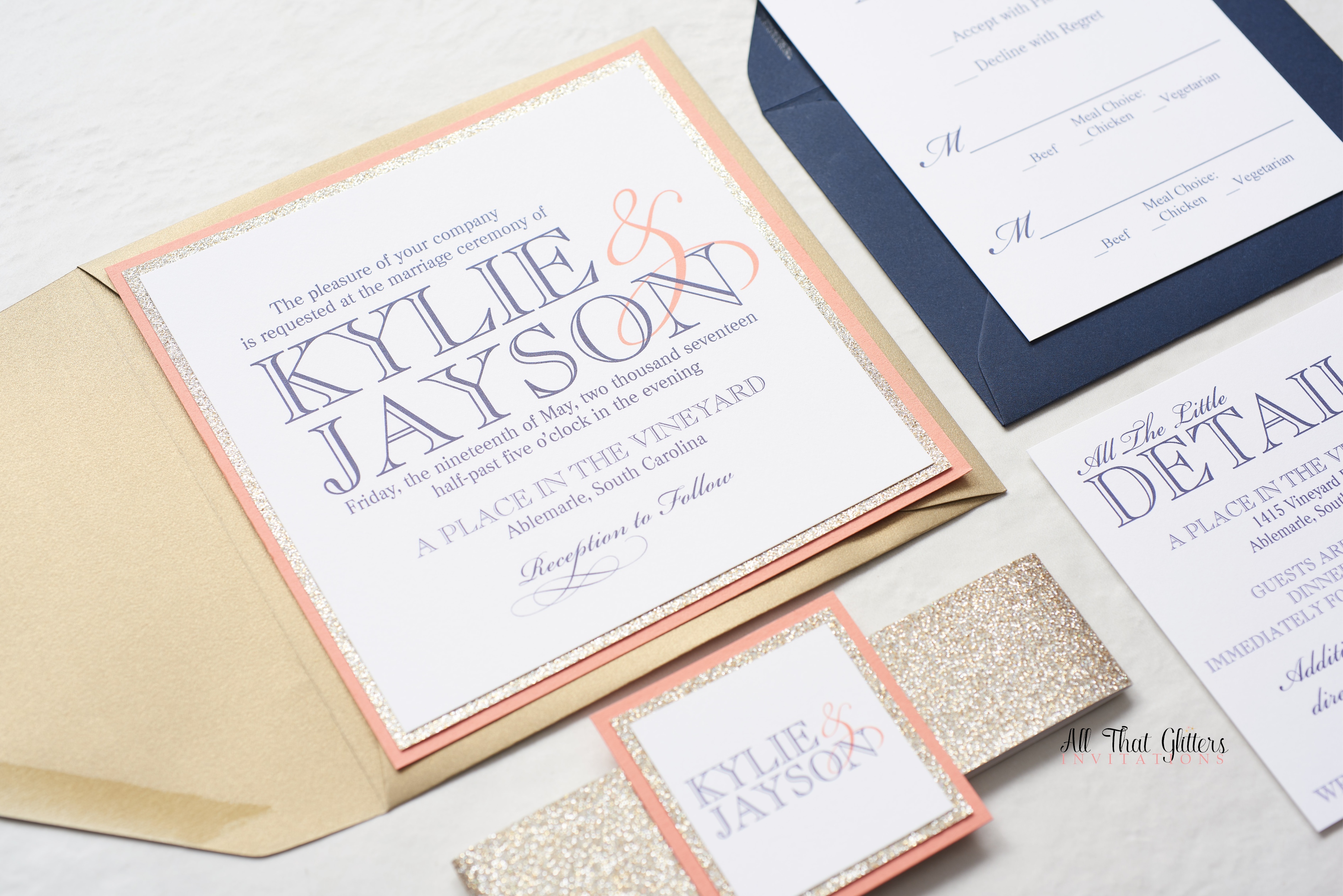 Kylie | Modern Wedding Invitation Suite | All That Glitters Invitations