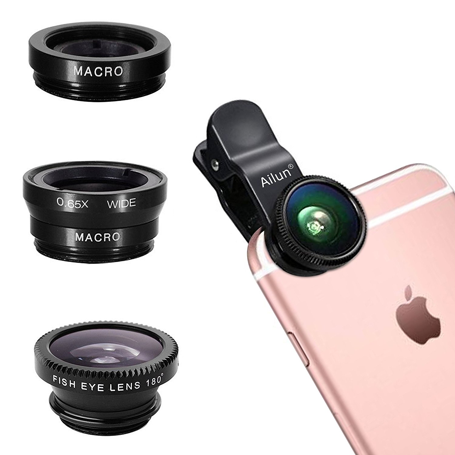 Amazon.com: iPhone Lens,by Ailun,3 in 1 Clip On 180 Degree Fish Eye ...