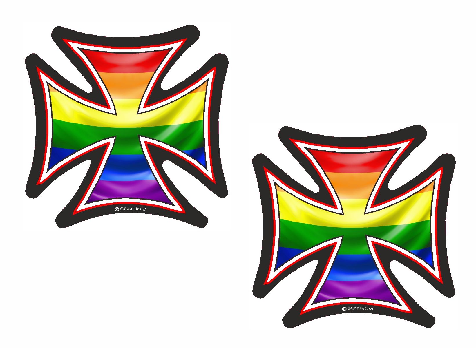2 Pcs IRON CROSS With LGBT Gay Pride Rainbow Flag Motif External ...