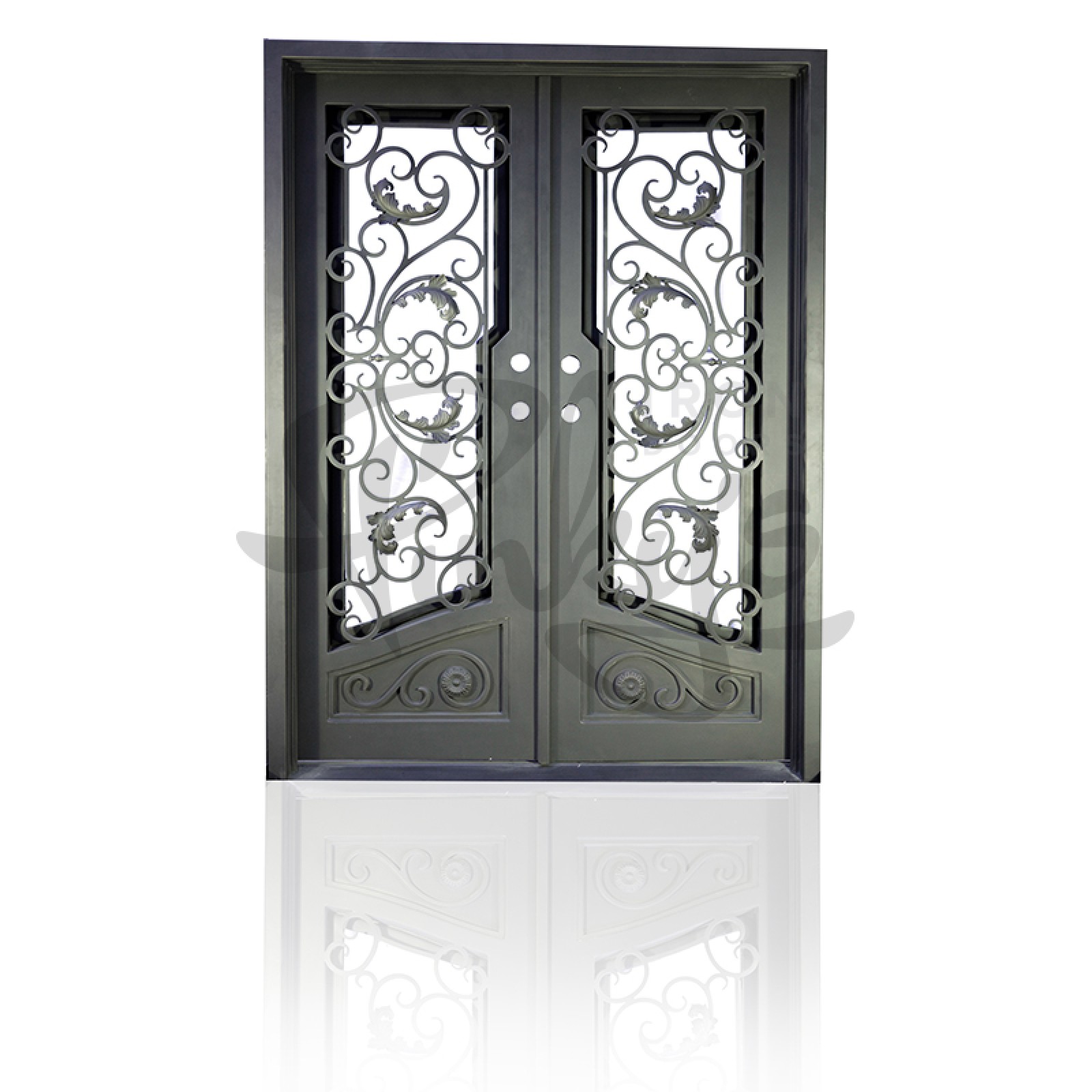 Exterior Wrought Iron Entry Front Doors Square Top Double 72