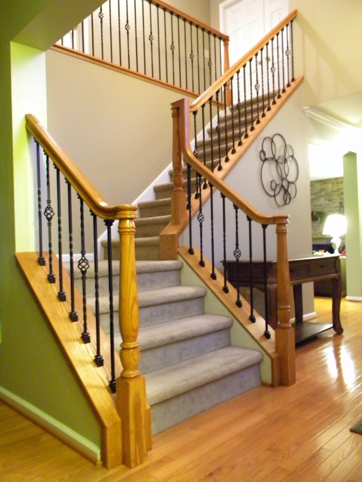 Wood Stairs and Rails and Iron Balusters: 2016