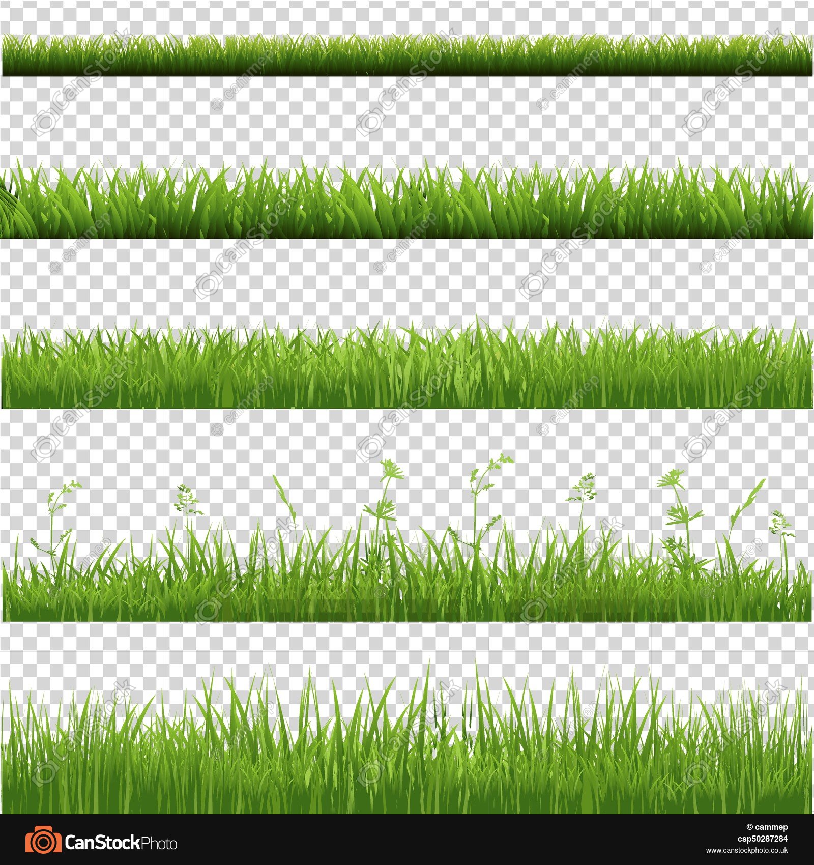 Green grass borders big set, isolated on transparent... vector ...