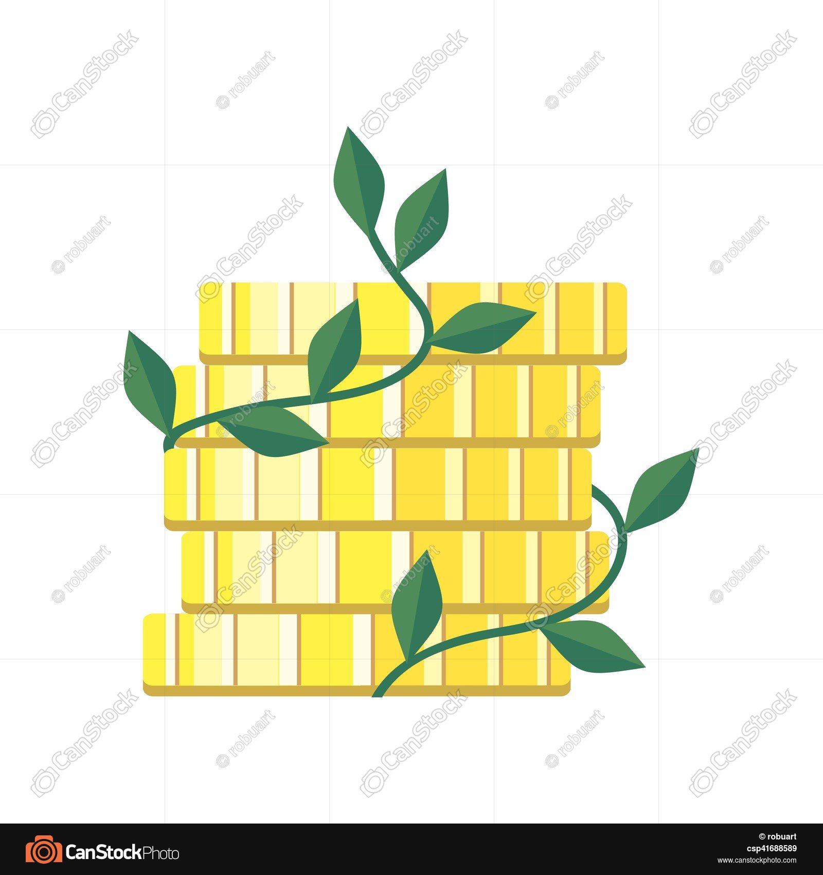 Plant growth from money coin stack isolated on white. icon... vector ...