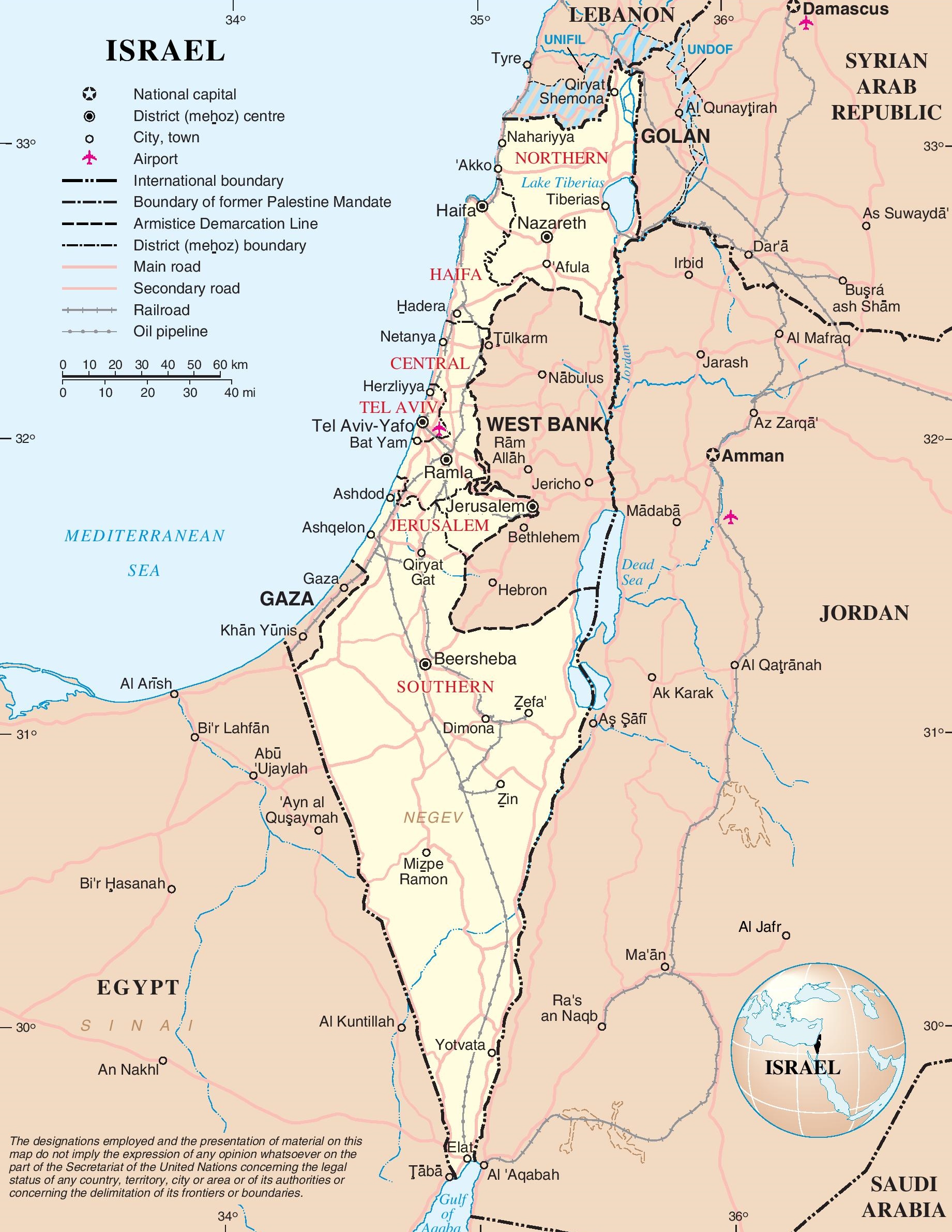 Large detailed map of Israel ﻿
