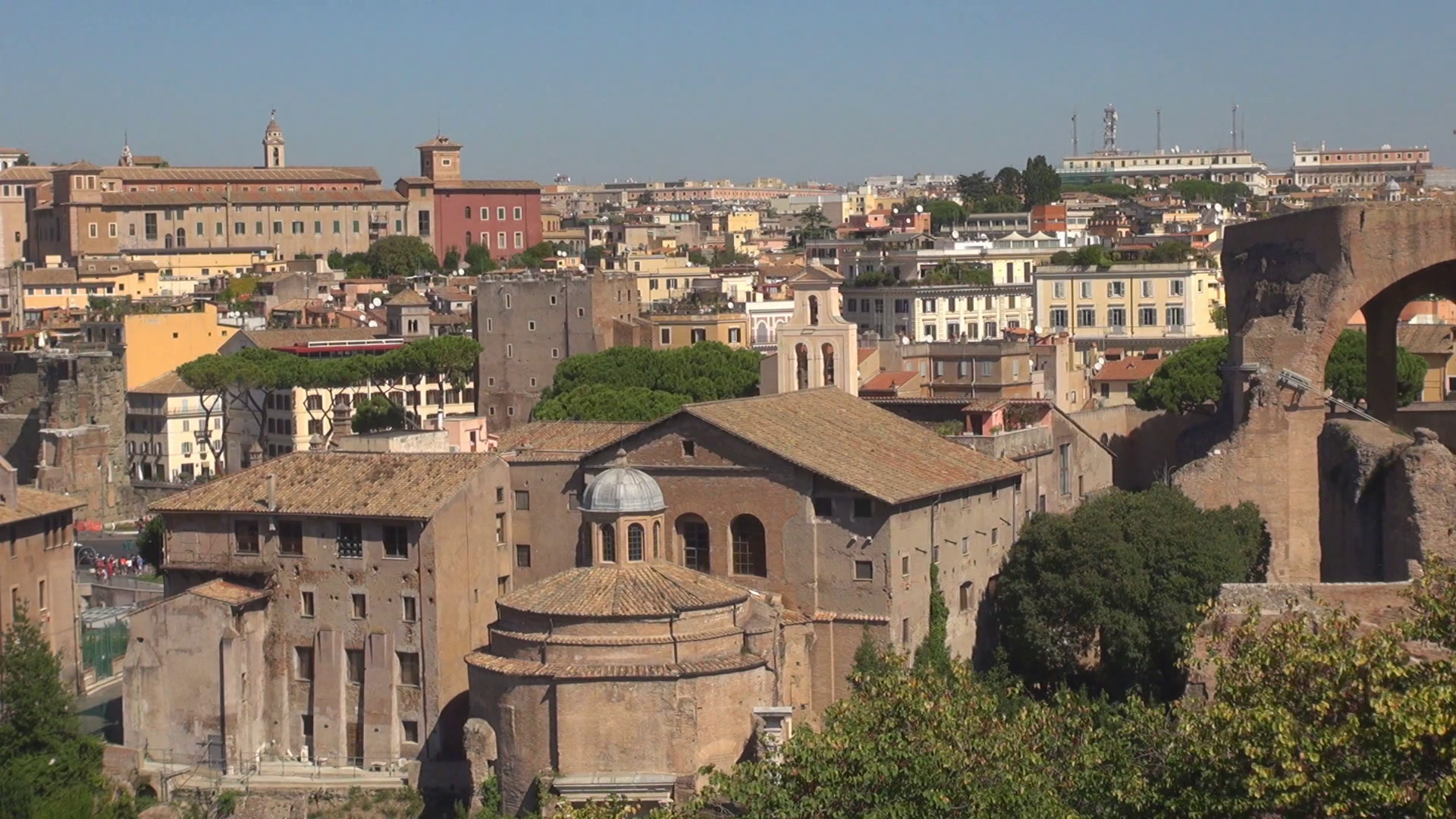 Aerial view famous Forum Trajan ancient ruins in Rome Italian ...