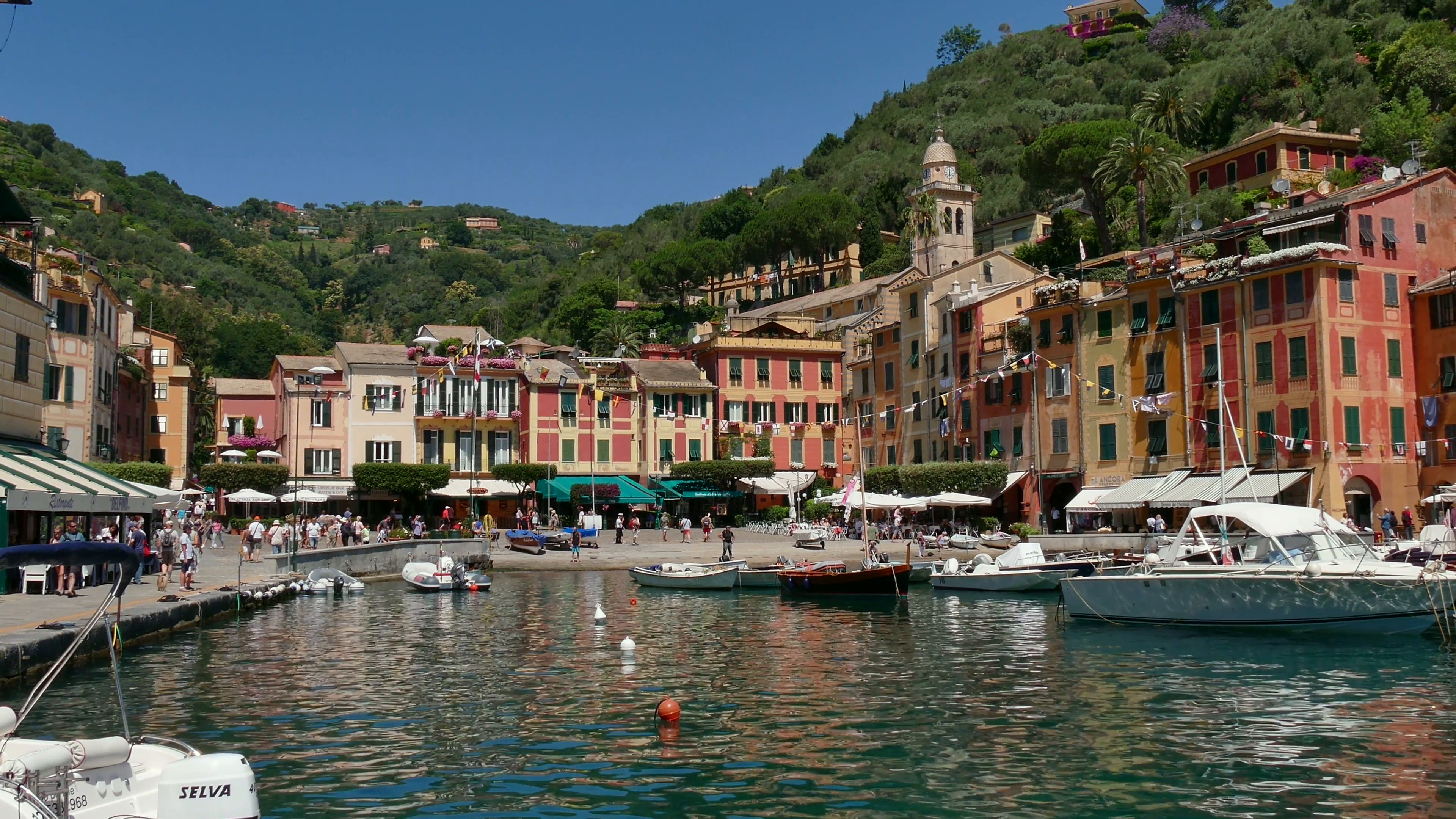 View of Portofino in Liguria, Italy. Beautiful and famous ...