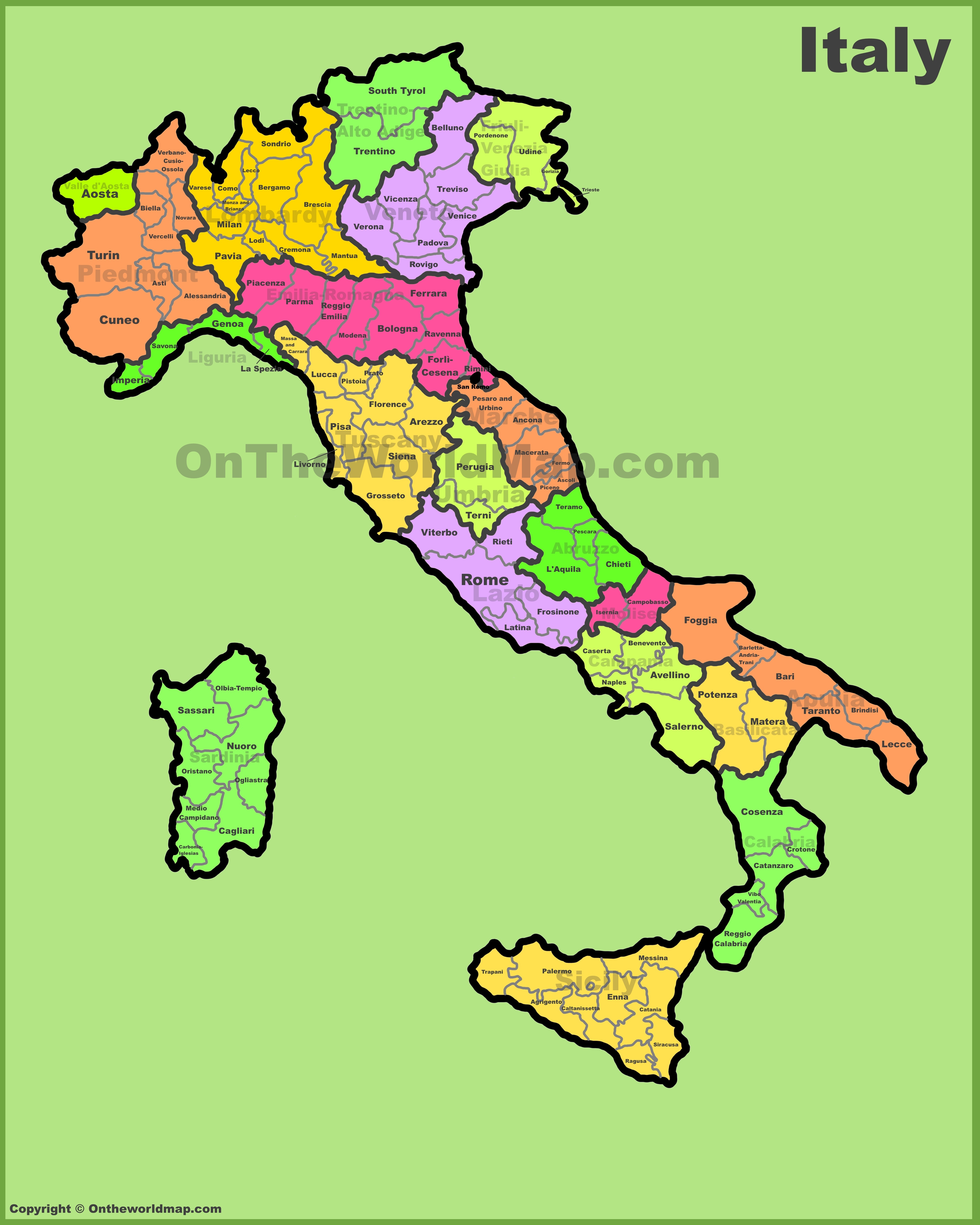 Italy provinces map ﻿