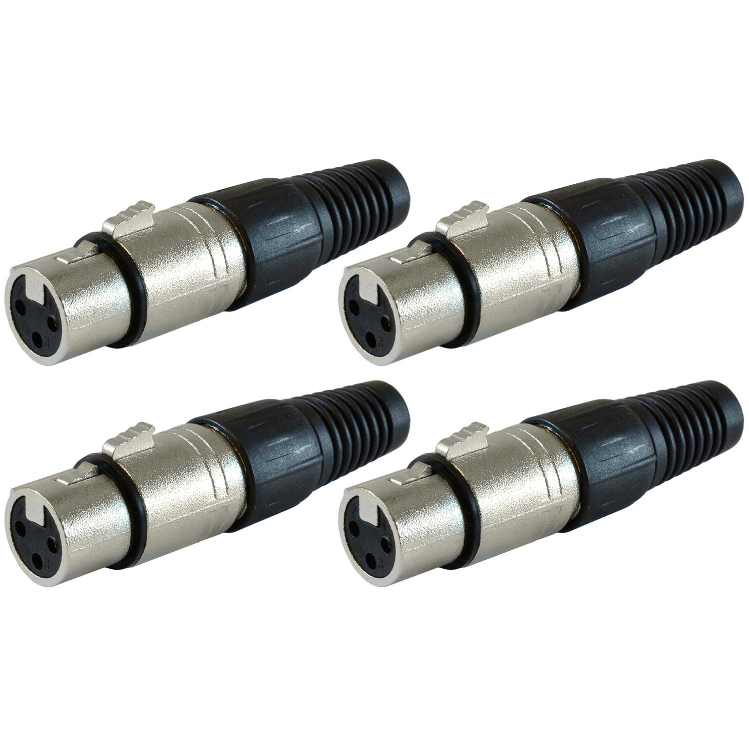 GLS Audio XLR Cable Mount Connector Plugs - Female 4 Pack