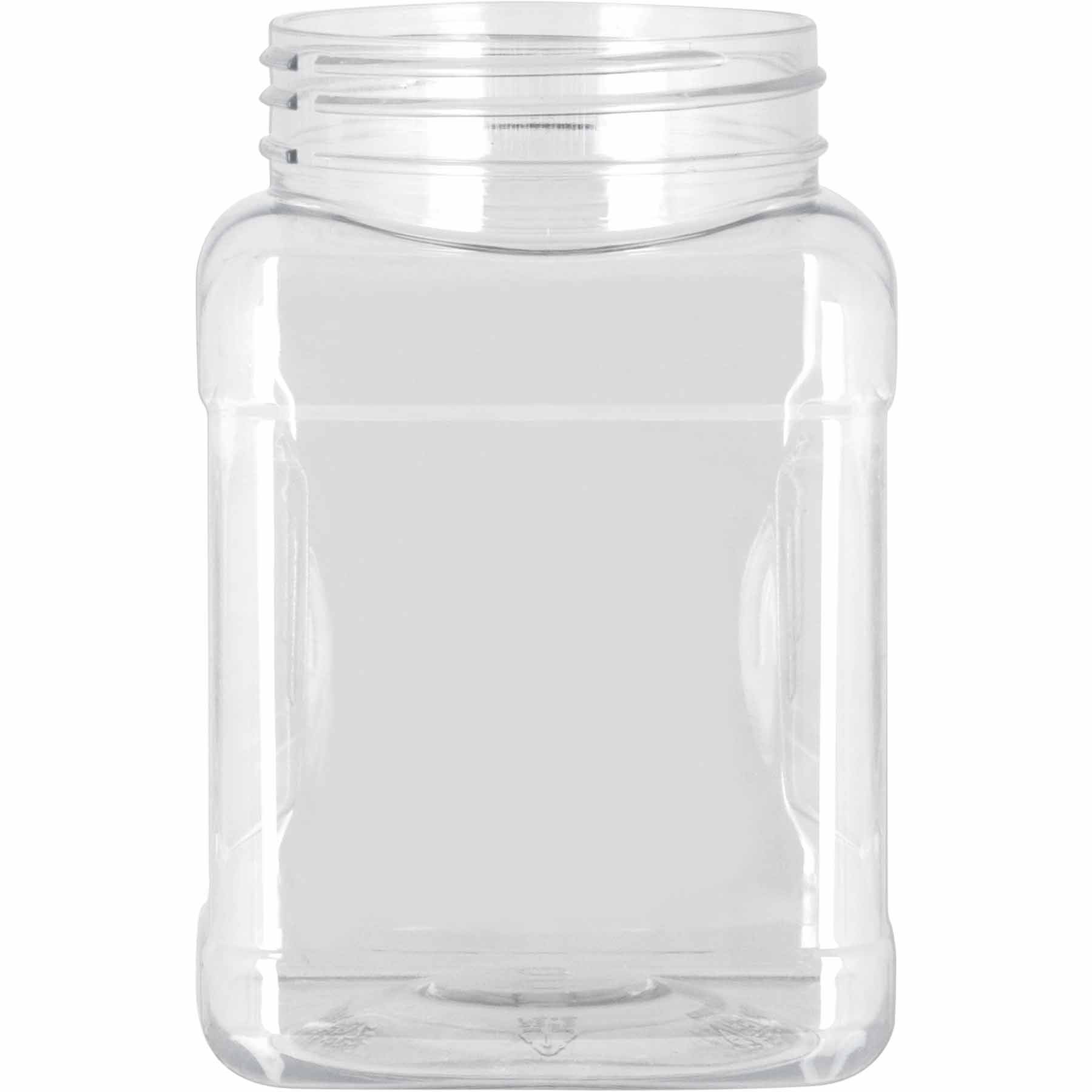 16 oz. Clear PET Plastic Square Pinch Grip Jar, 63mm 63-400