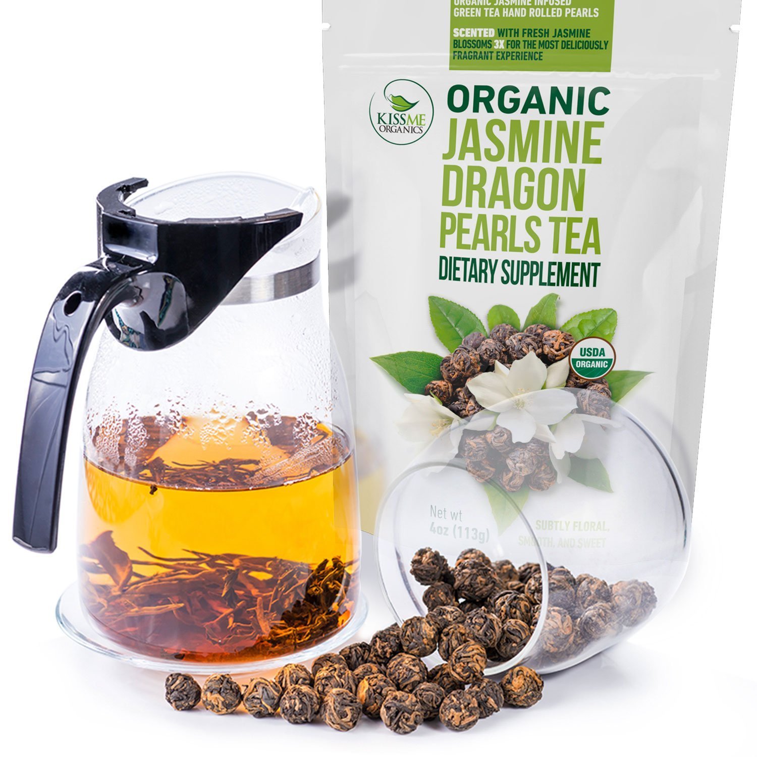 Amazon.com : Jasmine Dragon Pearls Green Tea - Premium Flavor 100 ...