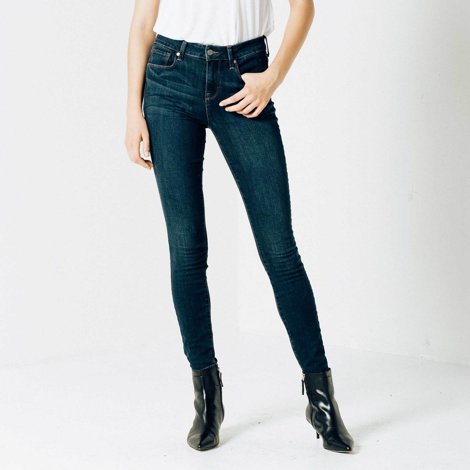 Womens High Waisted Skinny Jeans In Dark Vintage $95 | DSTLD