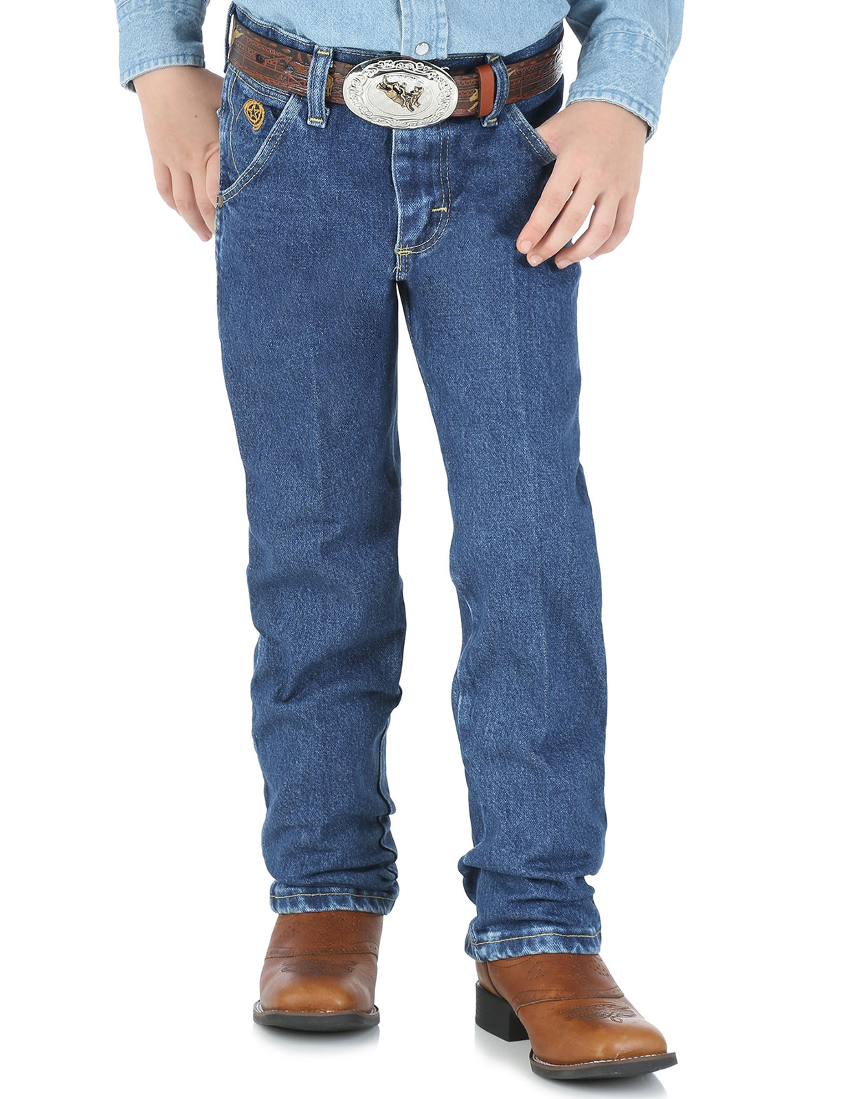 Boy's Wrangler George Straight Cowboy Cut Jeans - Heavy Denim Stone