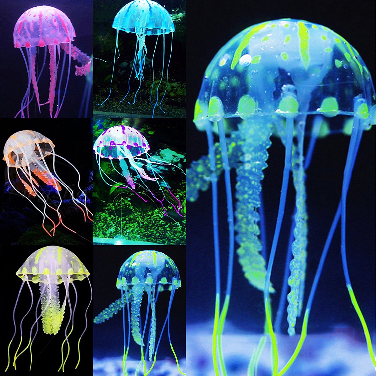 Amazon.com : Uniclife 6 Pcs Glowing Jellyfish Ornament Decoration ...