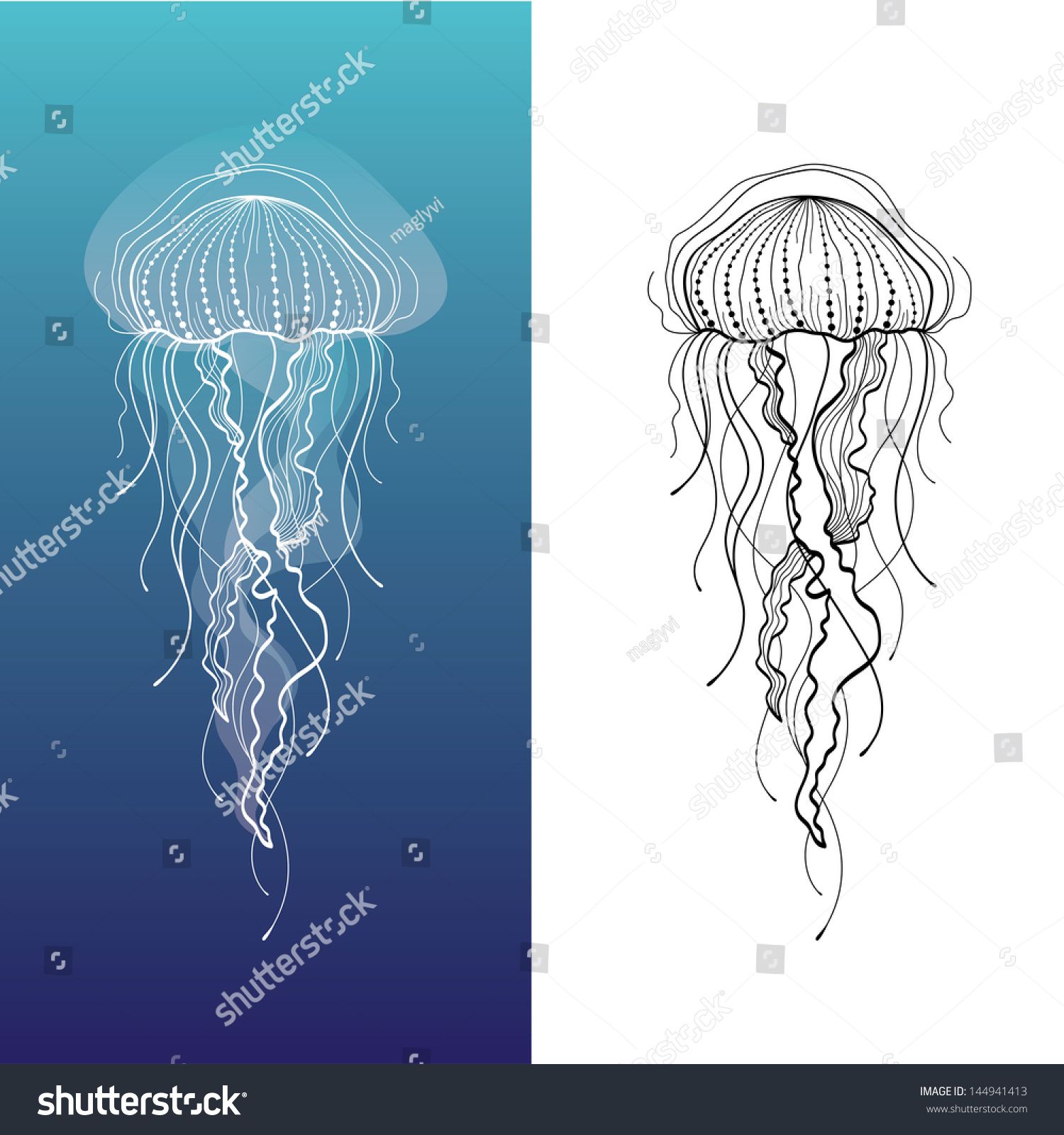 Abstract graphic illustration of jellyfish in vector | Tattoos of ...