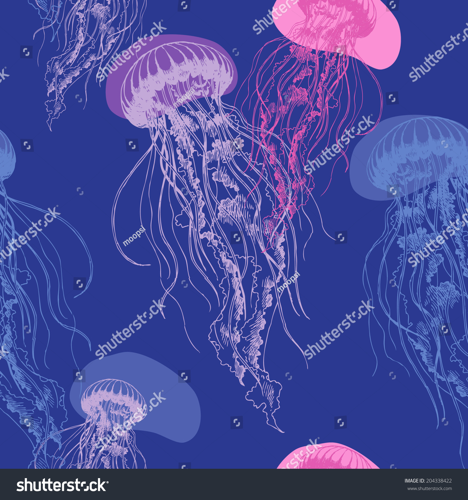 Hand Drawn Jellyfish Vector Illustration Watercolor Stock Vector ...