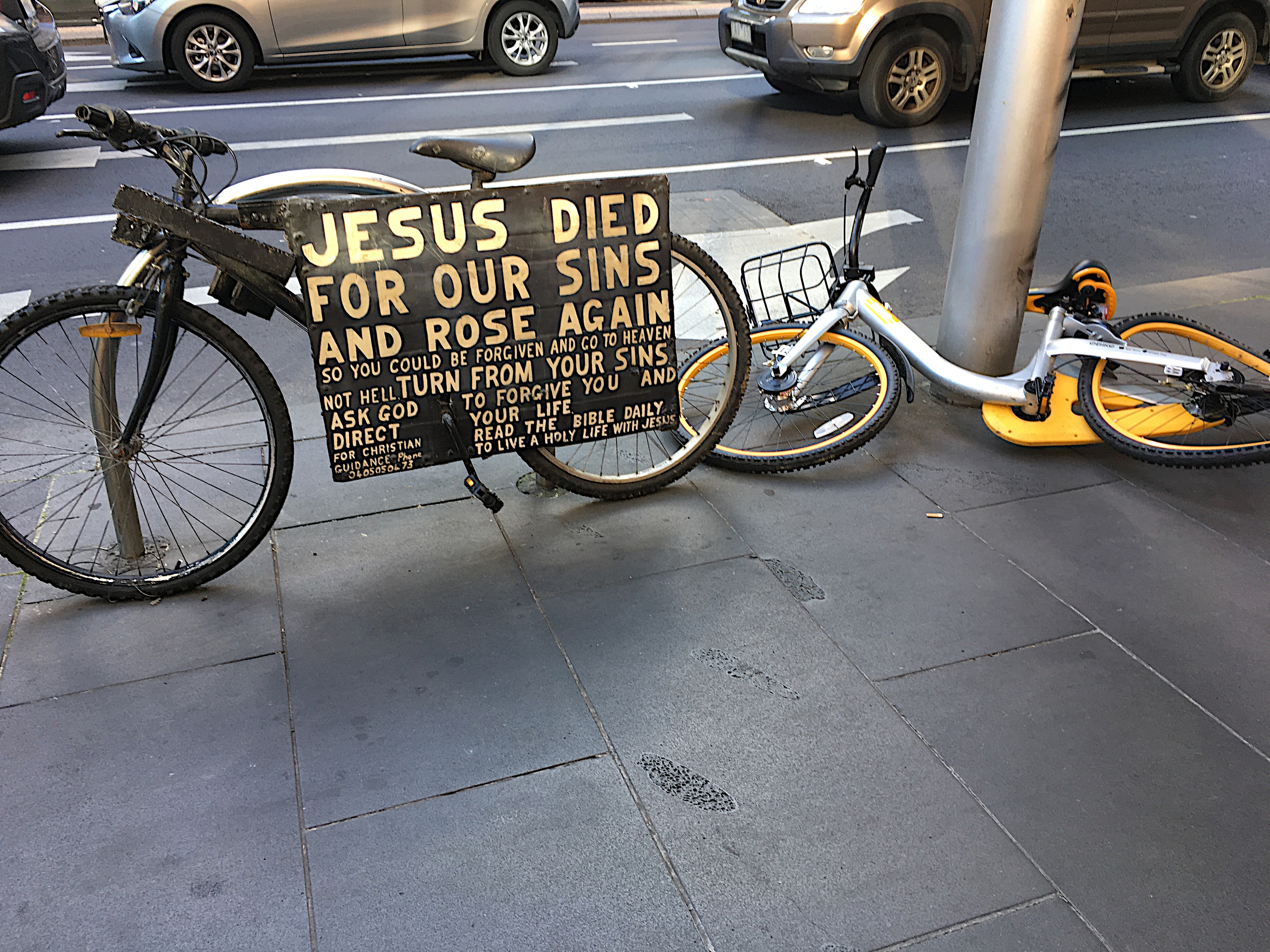Jesus can't help the yellow bikes photo