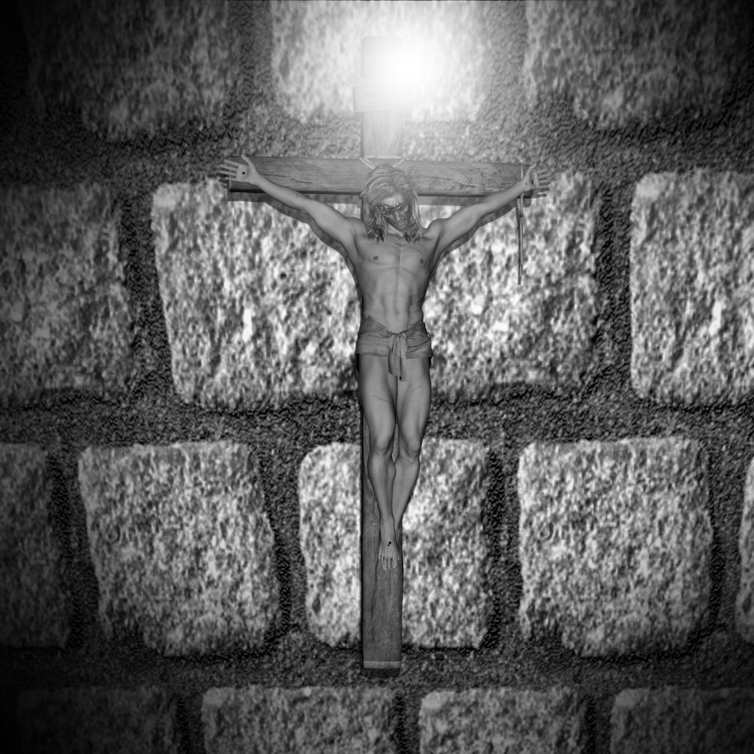 Jesus on the Cross - 3D Rendering, Light, Think, Statue, Spiritual, HQ Photo