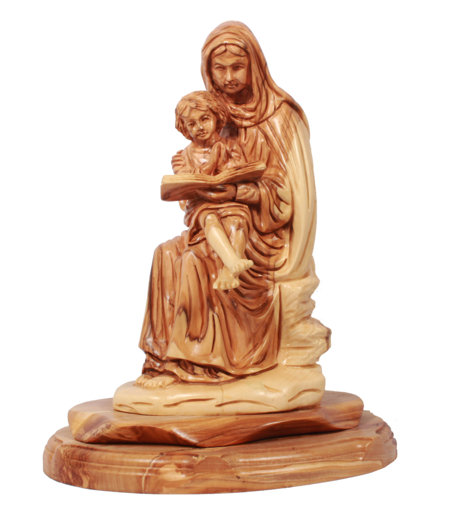 Olive Wood Virgin Mary With Baby Jesus - Christmas House
