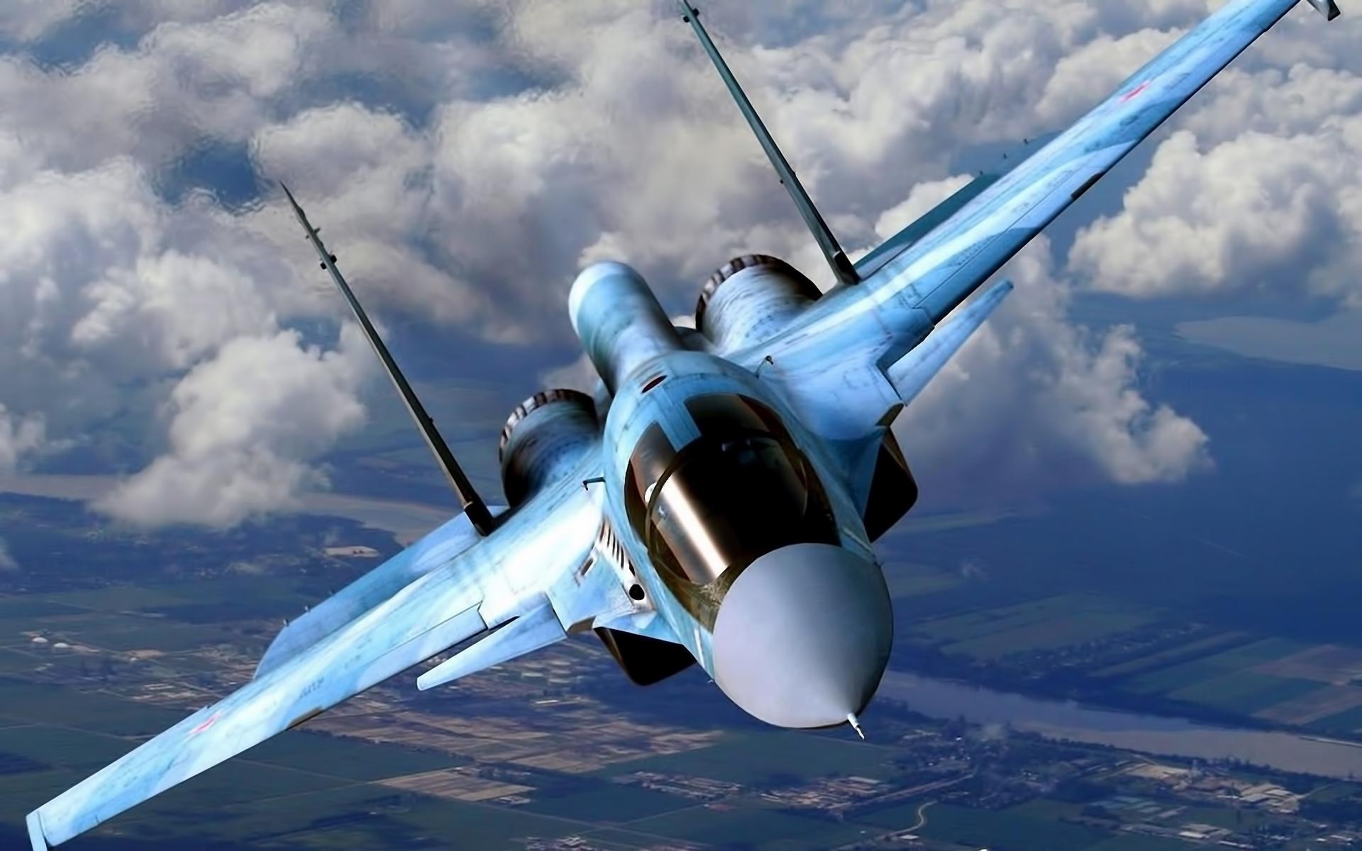 HD Aircraft Su 34 Clouds Flying Fighter Jet Jets Military Russian ...