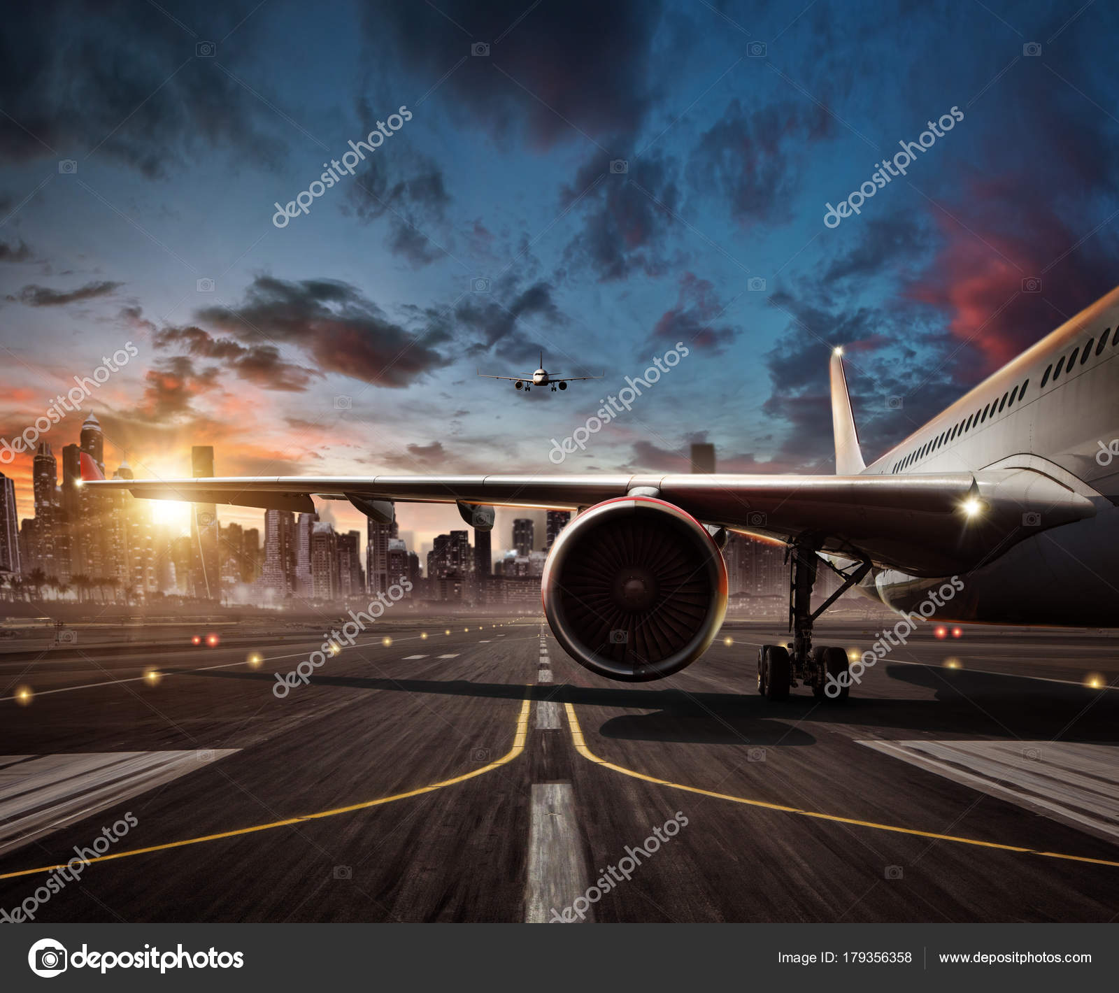 Jetliner approaching runway photo