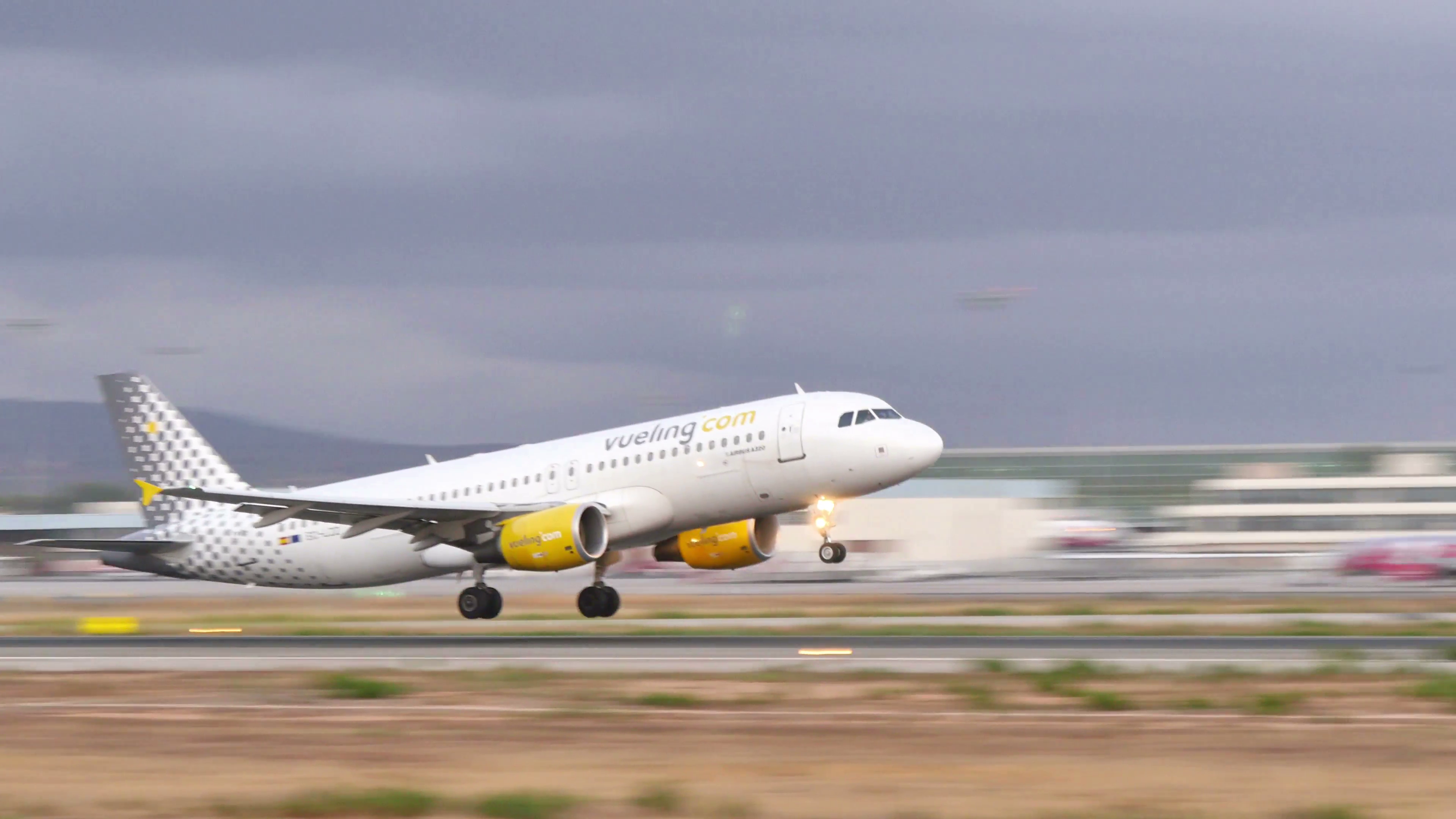 Commercial Airplane Taking Off at Majorca Airport. Passenger ...