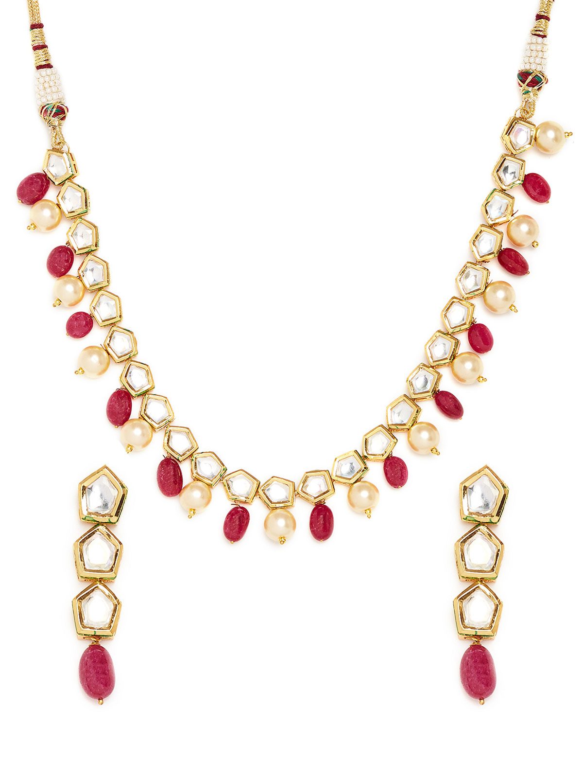 Buy Imli Street Women Fashion Jewelery Gold And Red Kundan Necklace ...