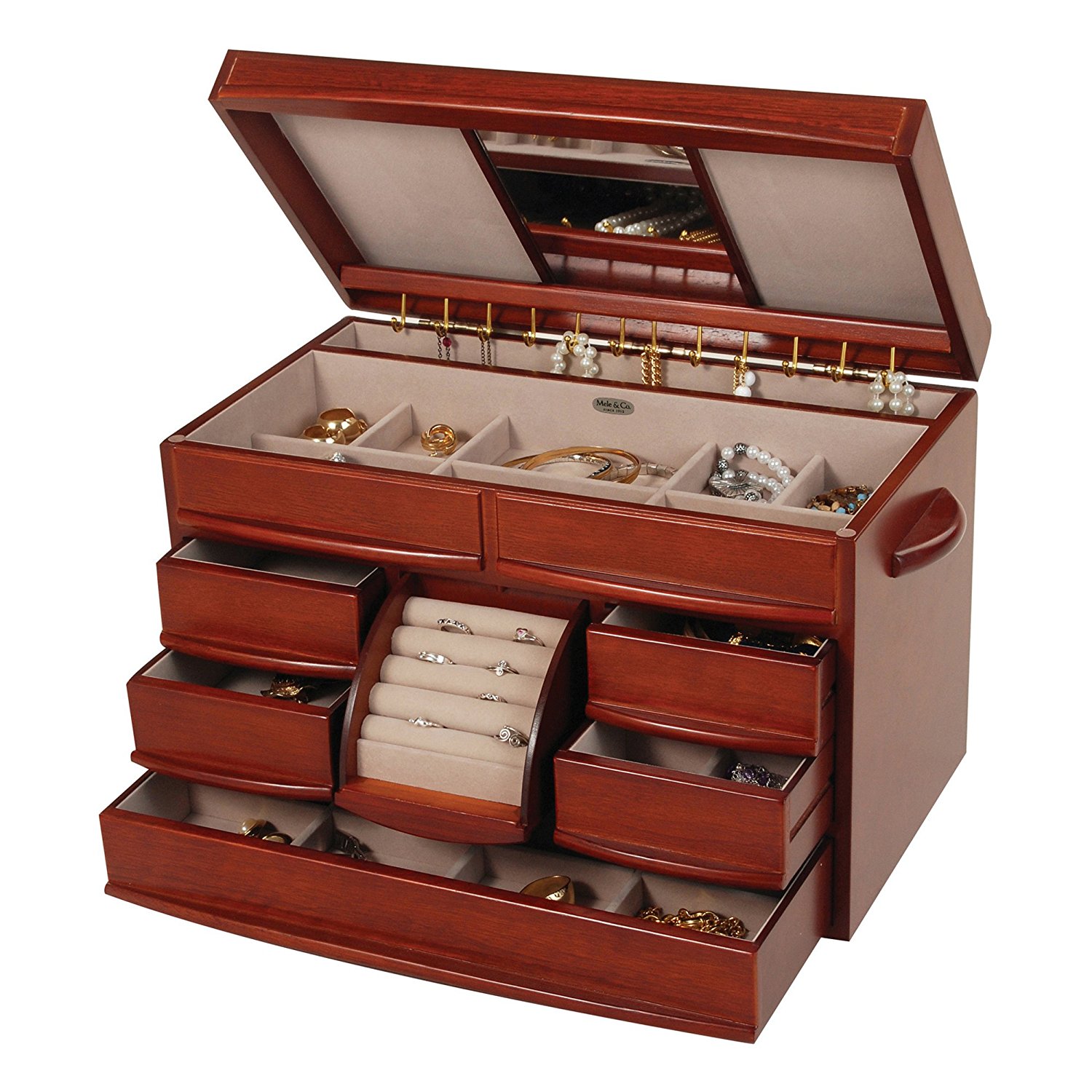 Amazon.com: Mele & Co. Empress Wooden Jewelry Box (Walnut Finish ...