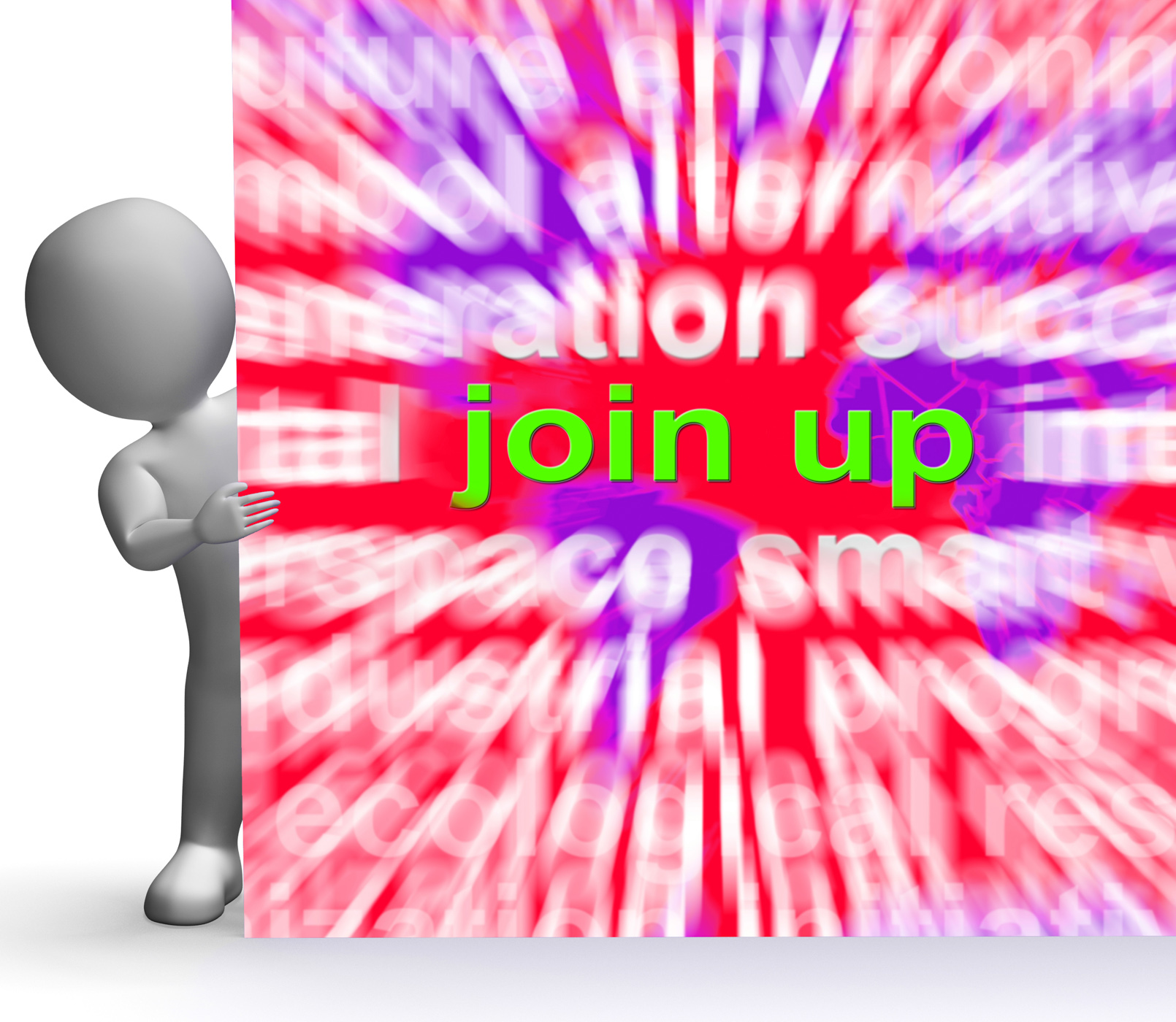 Join up word cloud sign shows joining membership register photo