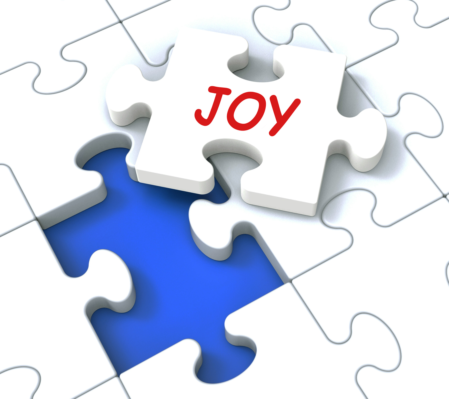 Joy puzzle shows cheerful joyful fun happy and enjoy photo