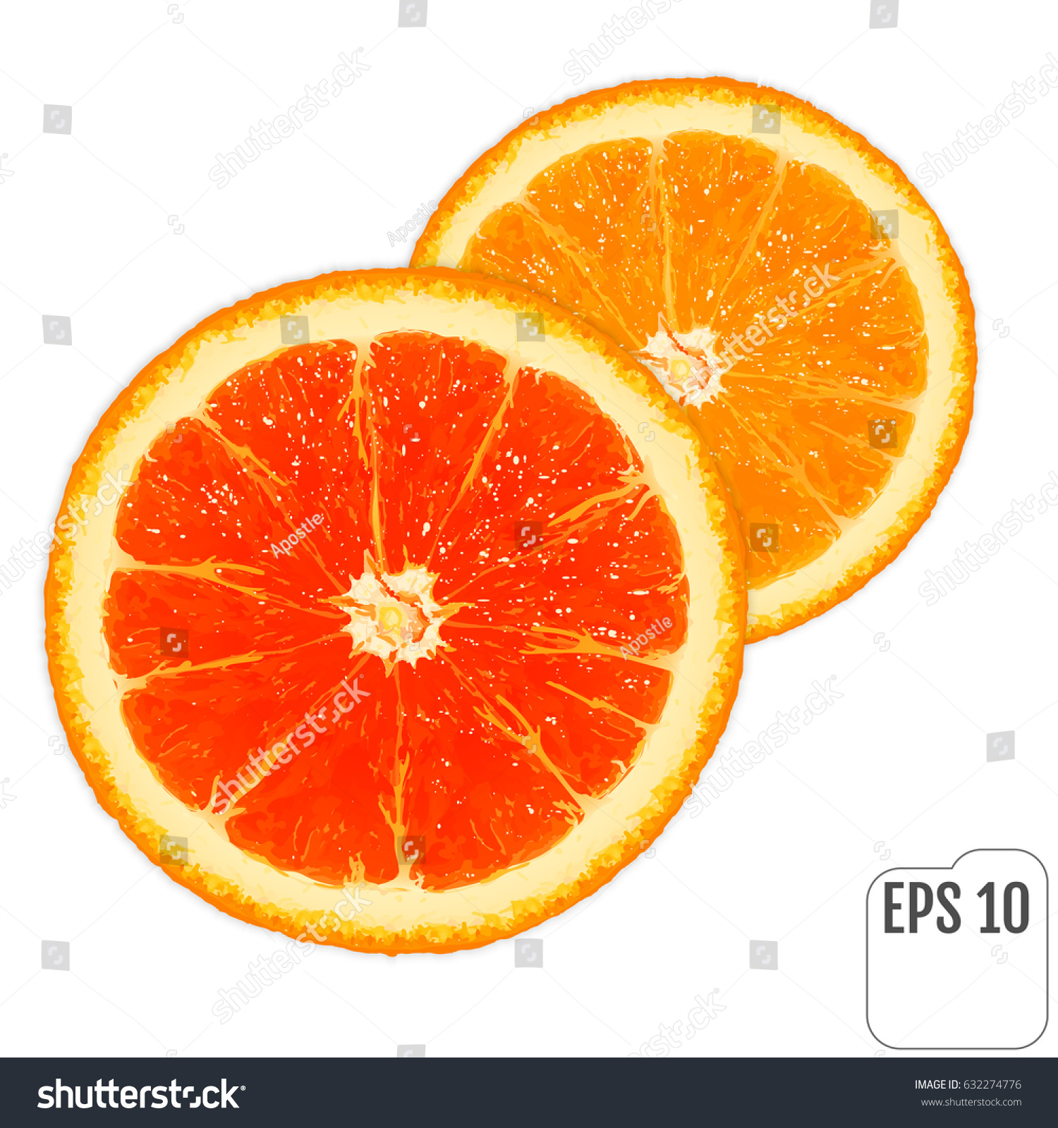 Two Slices Fresh Juicy Oranges On Stock Vector 632274776 - Shutterstock