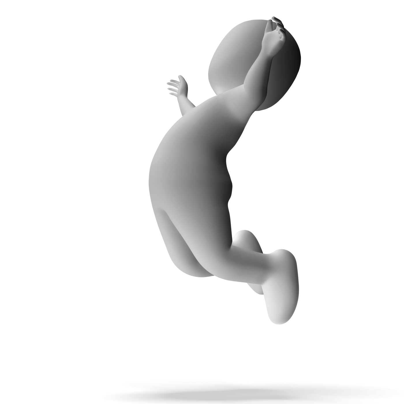 Jumping 3d character shows excitement and joy photo