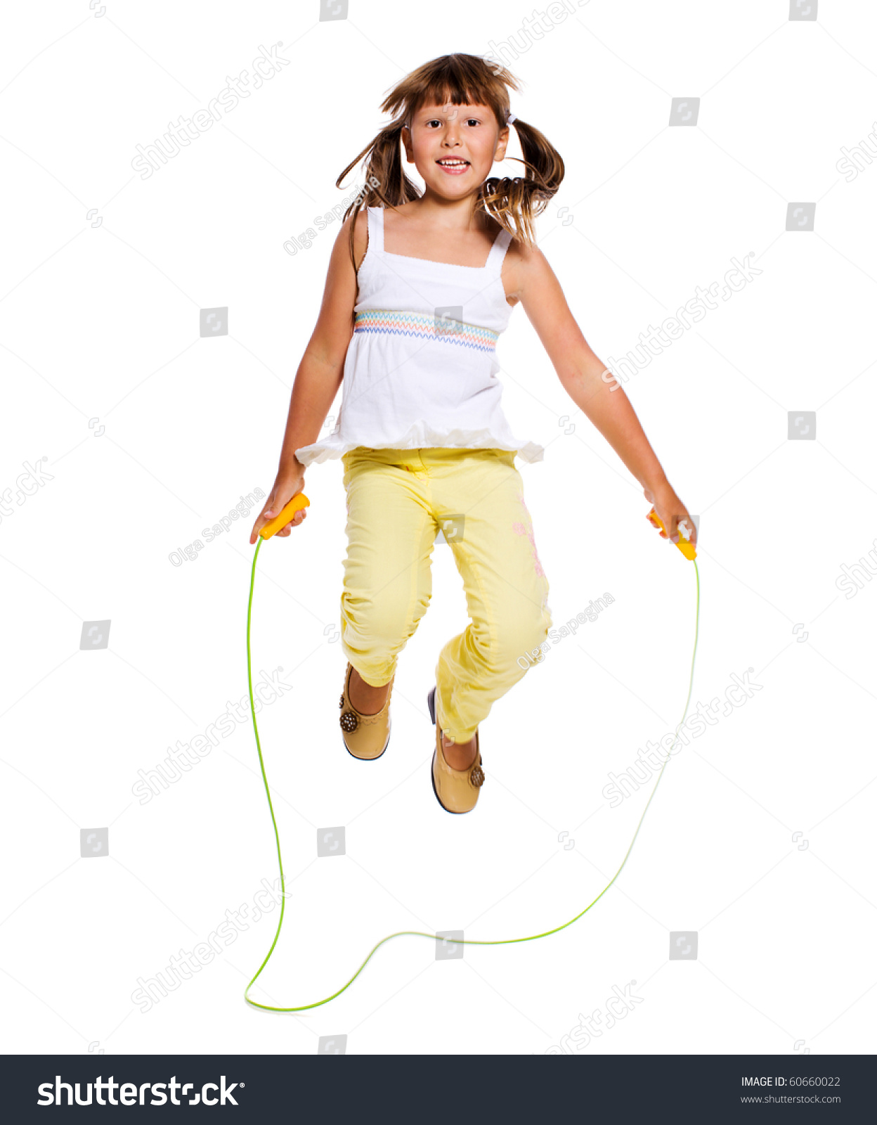 Seven Years Girl Jumping Skipping Rope Stock Photo (Royalty Free ...