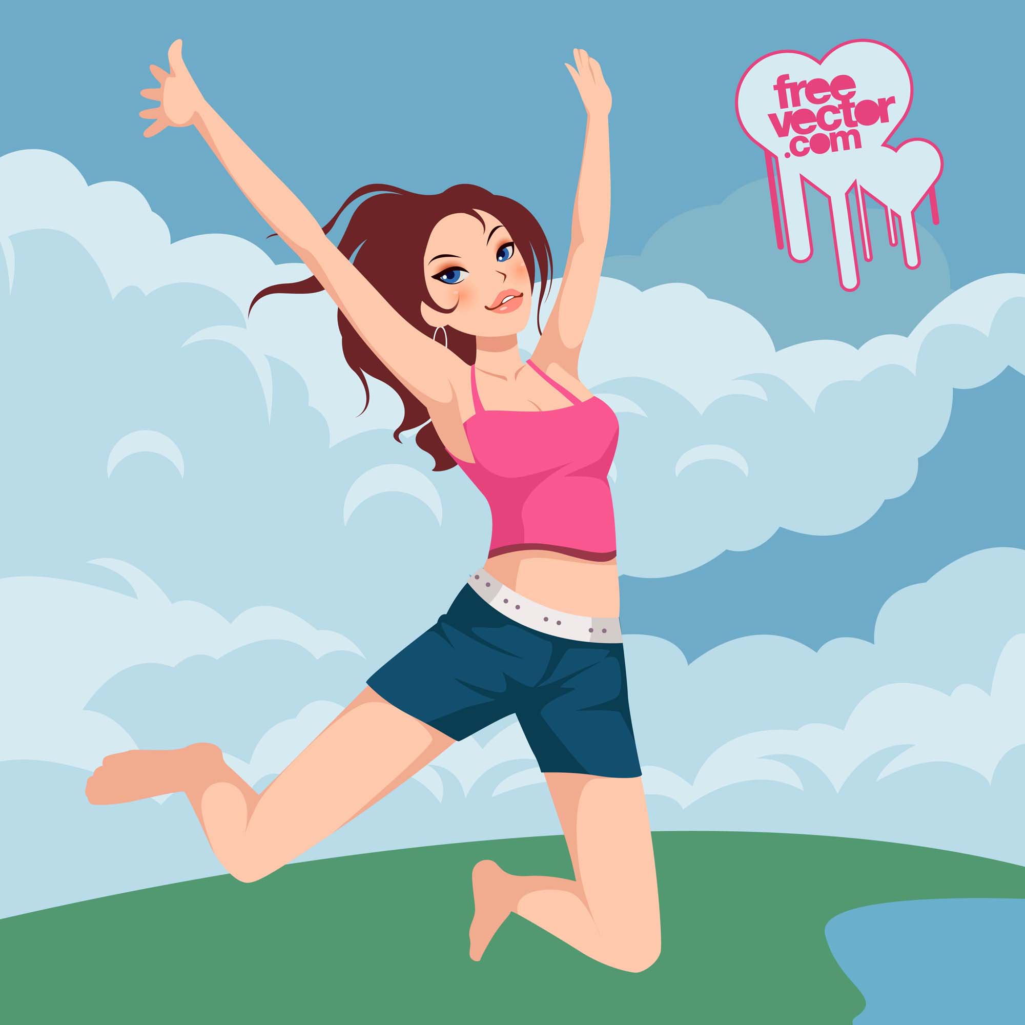 Jumping Girl Vector Vector Art & Graphics | freevector.com