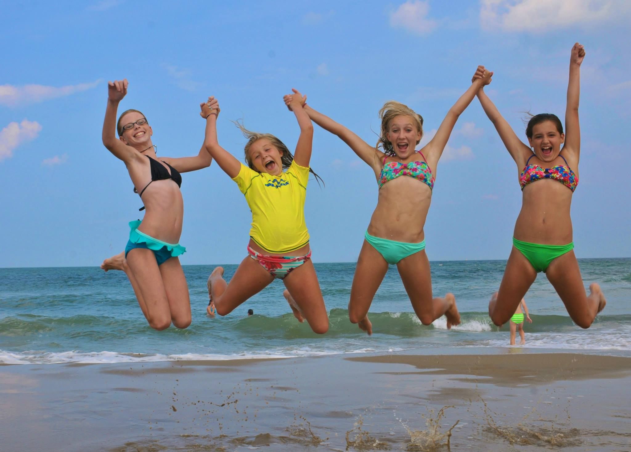 Girls Jumping for Joy! (Photo by Cindy Graf) Sandbridge Beach ...